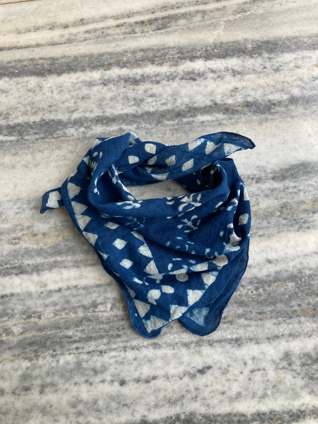Hand Block Printed Cotton Bandana: Natural Dye Neckerchief - Made in India