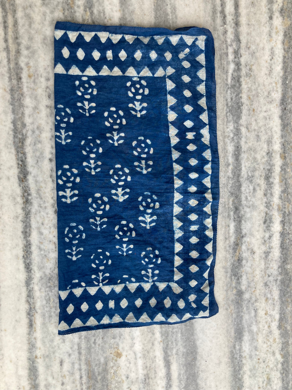 Hand Block Printed Cotton Bandana: Natural Dye Neckerchief - Made in India