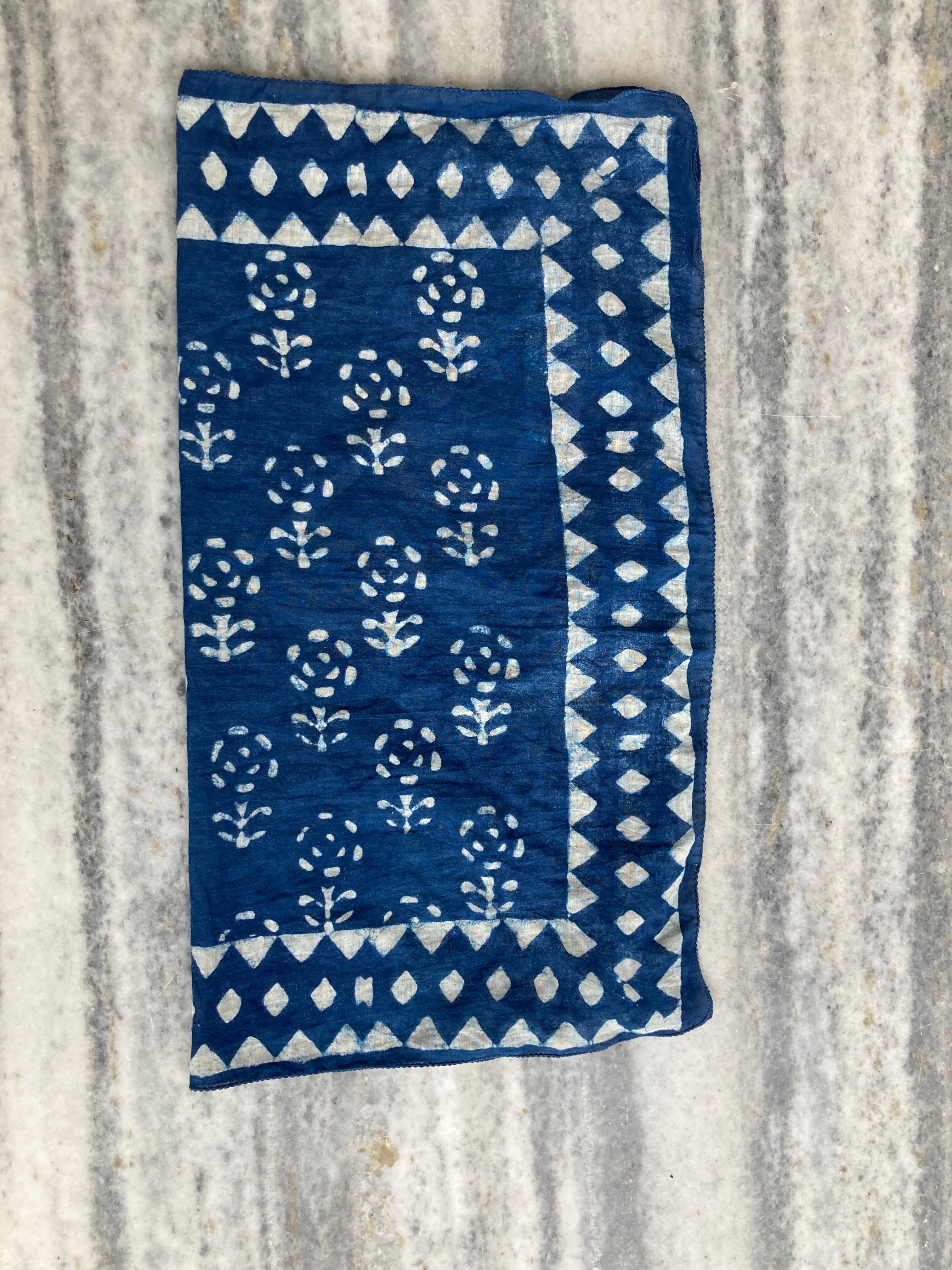 Hand Block Printed Cotton Bandana: Natural Dye Neckerchief - Made in India