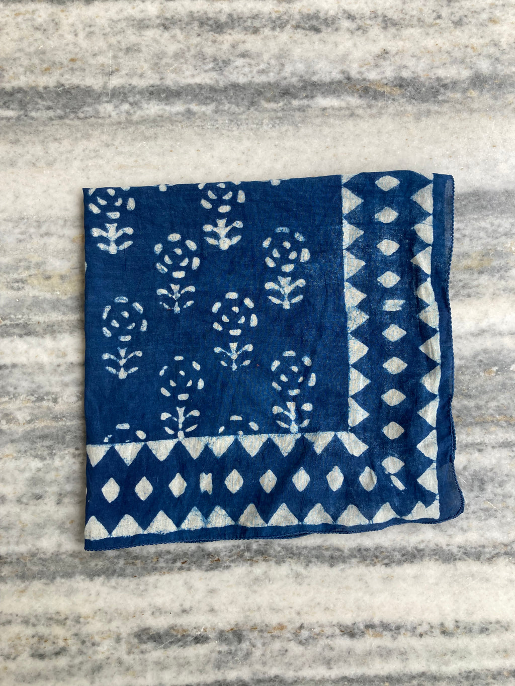Hand Block Printed Cotton Bandana: Natural Dye Neckerchief - Made in India