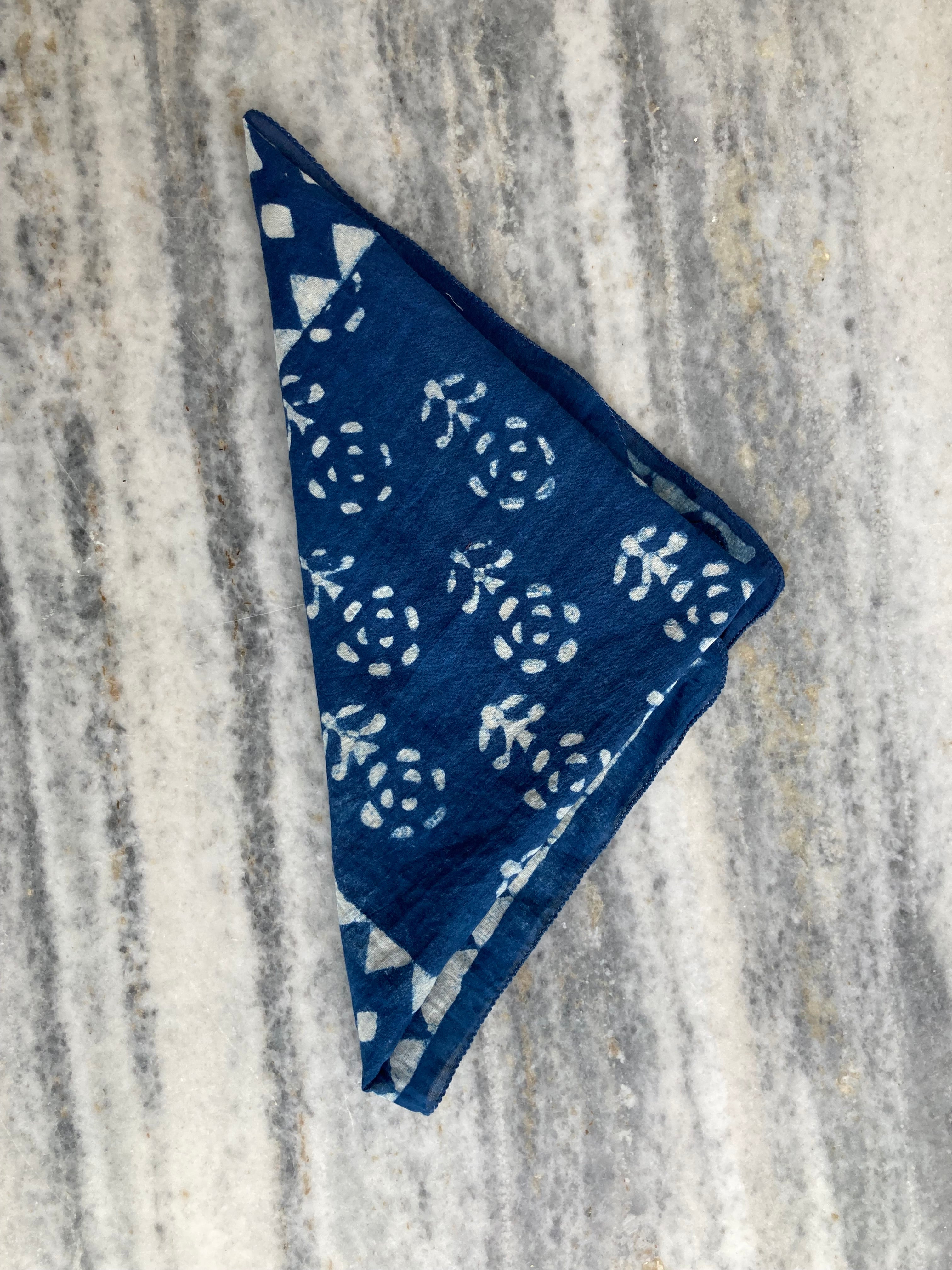 Hand Block Printed Cotton Bandana: Natural Dye Neckerchief - Made in India