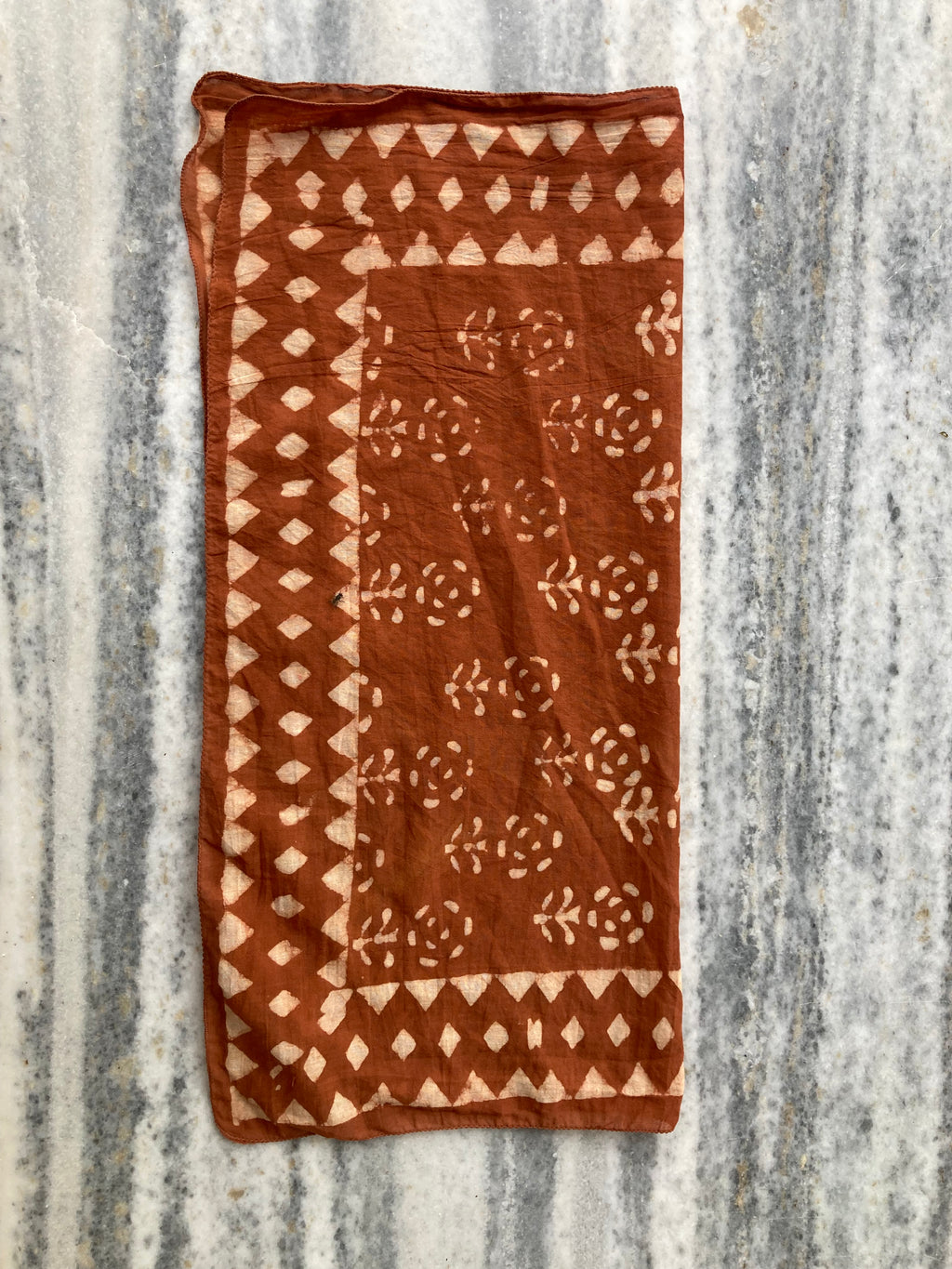 Hand Block Printed Cotton Bandana: Natural Dye Neckerchief - Made in India