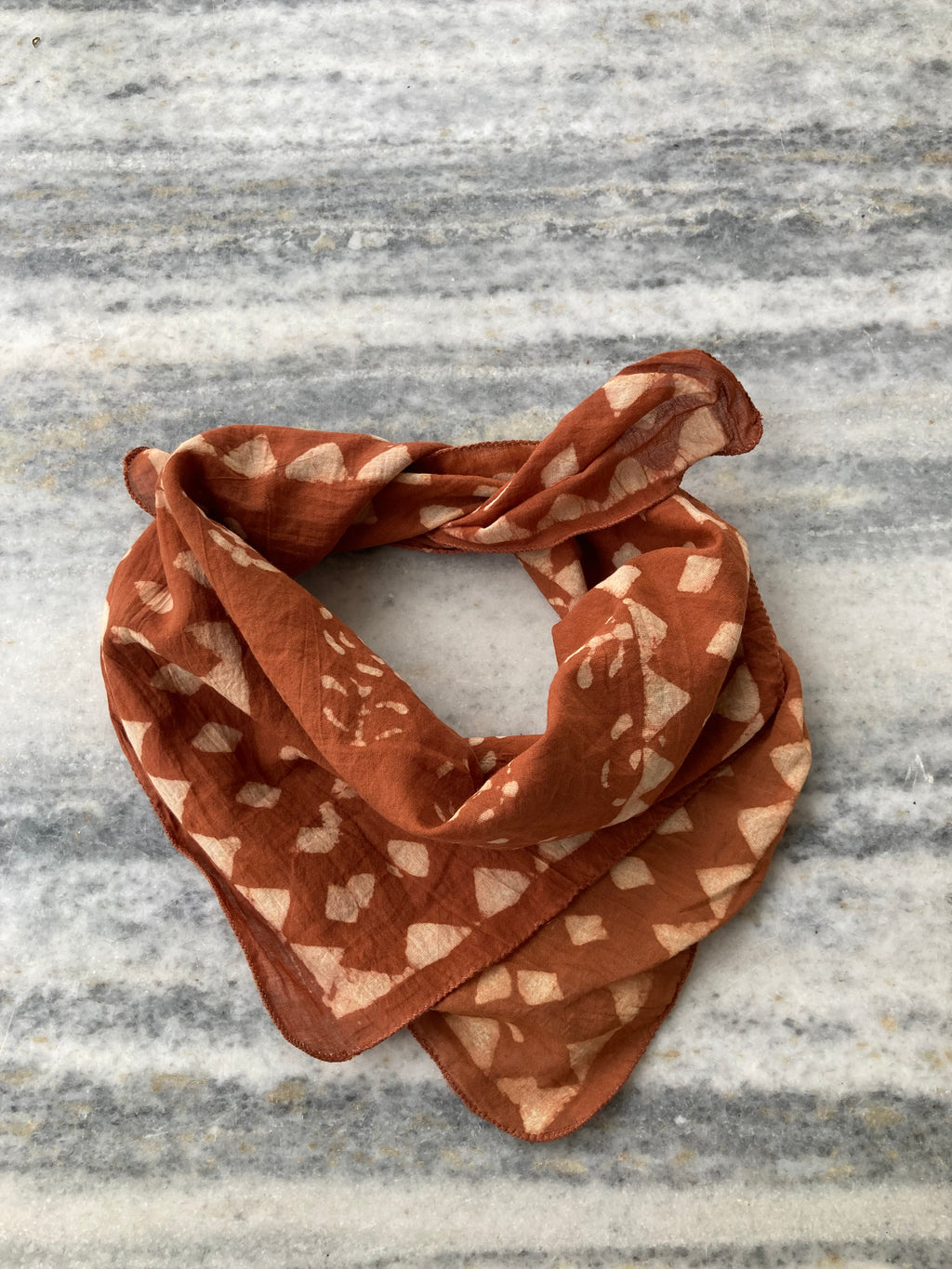 Hand Block Printed Cotton Bandana: Natural Dye Neckerchief - Made in India
