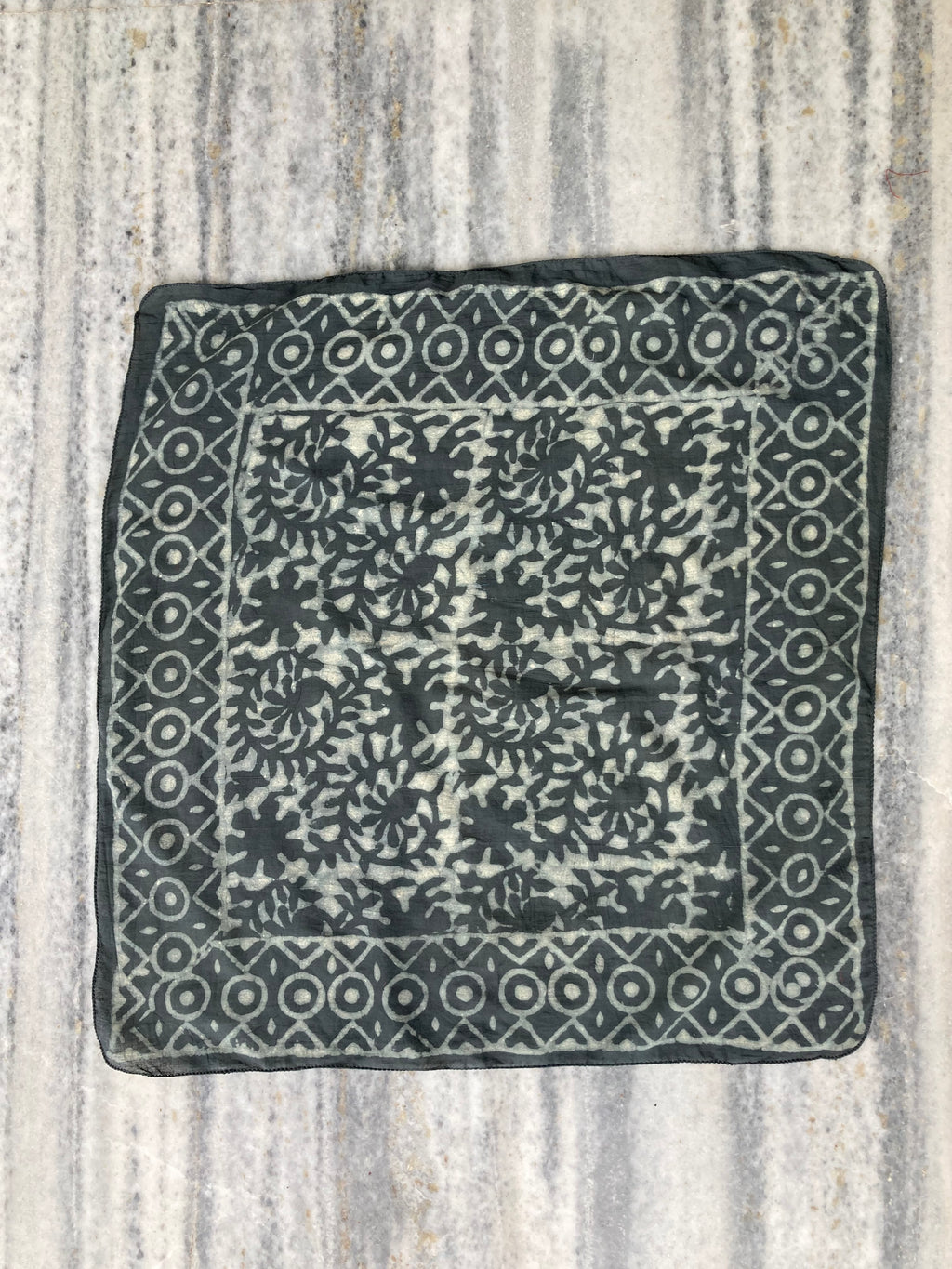 Hand Block Printed Cotton Bandana: Natural Dye Neckerchief - Made in India