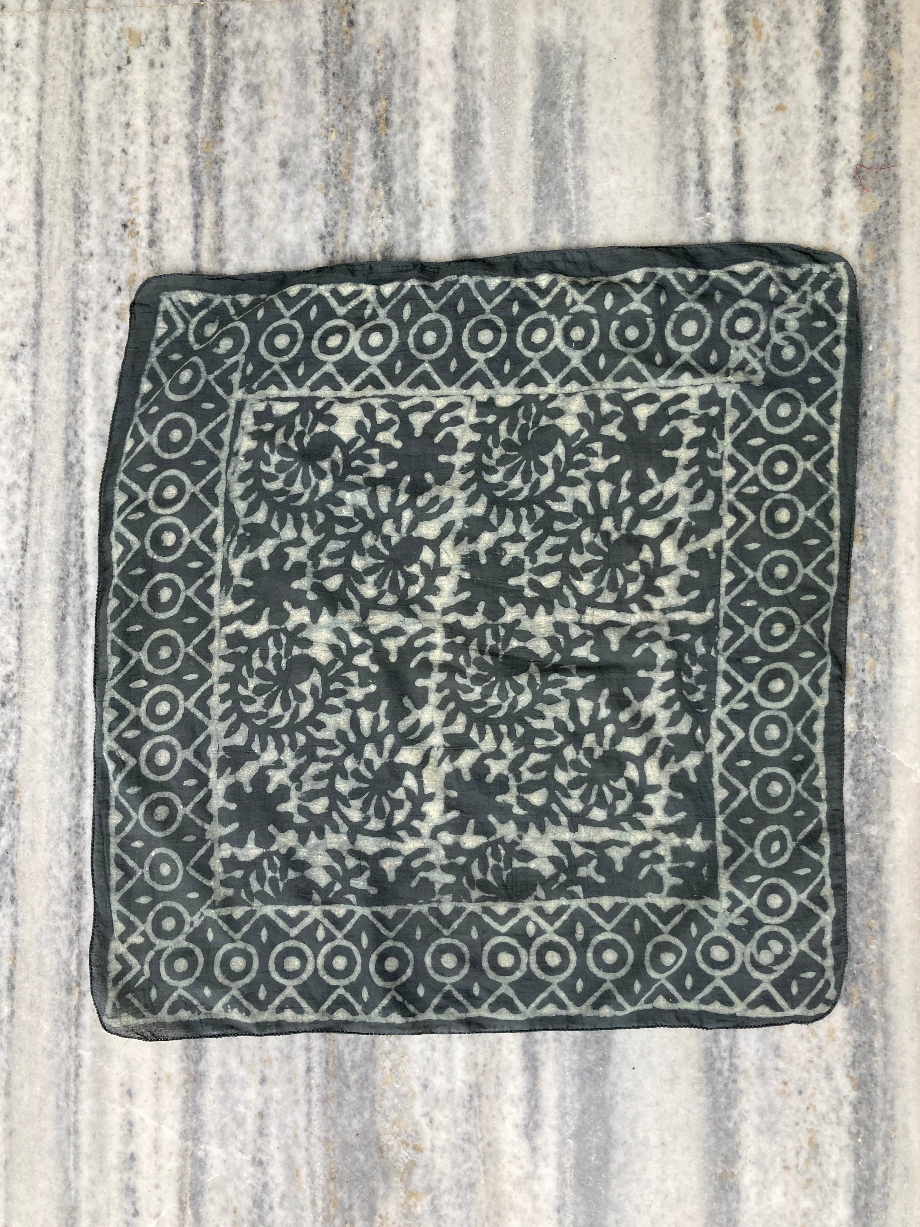 Hand Block Printed Cotton Bandana: Natural Dye Neckerchief - Made in India