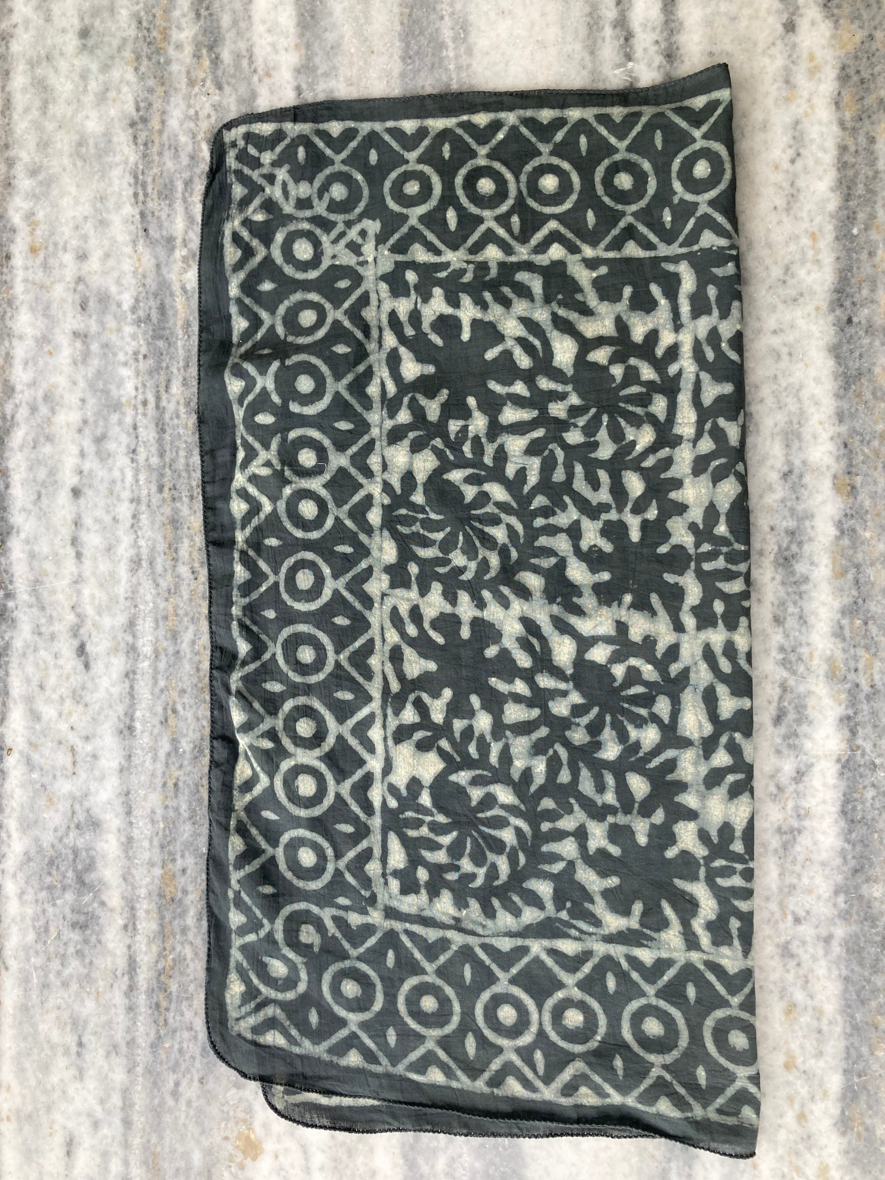 Hand Block Printed Cotton Bandana: Natural Dye Neckerchief - Made in India