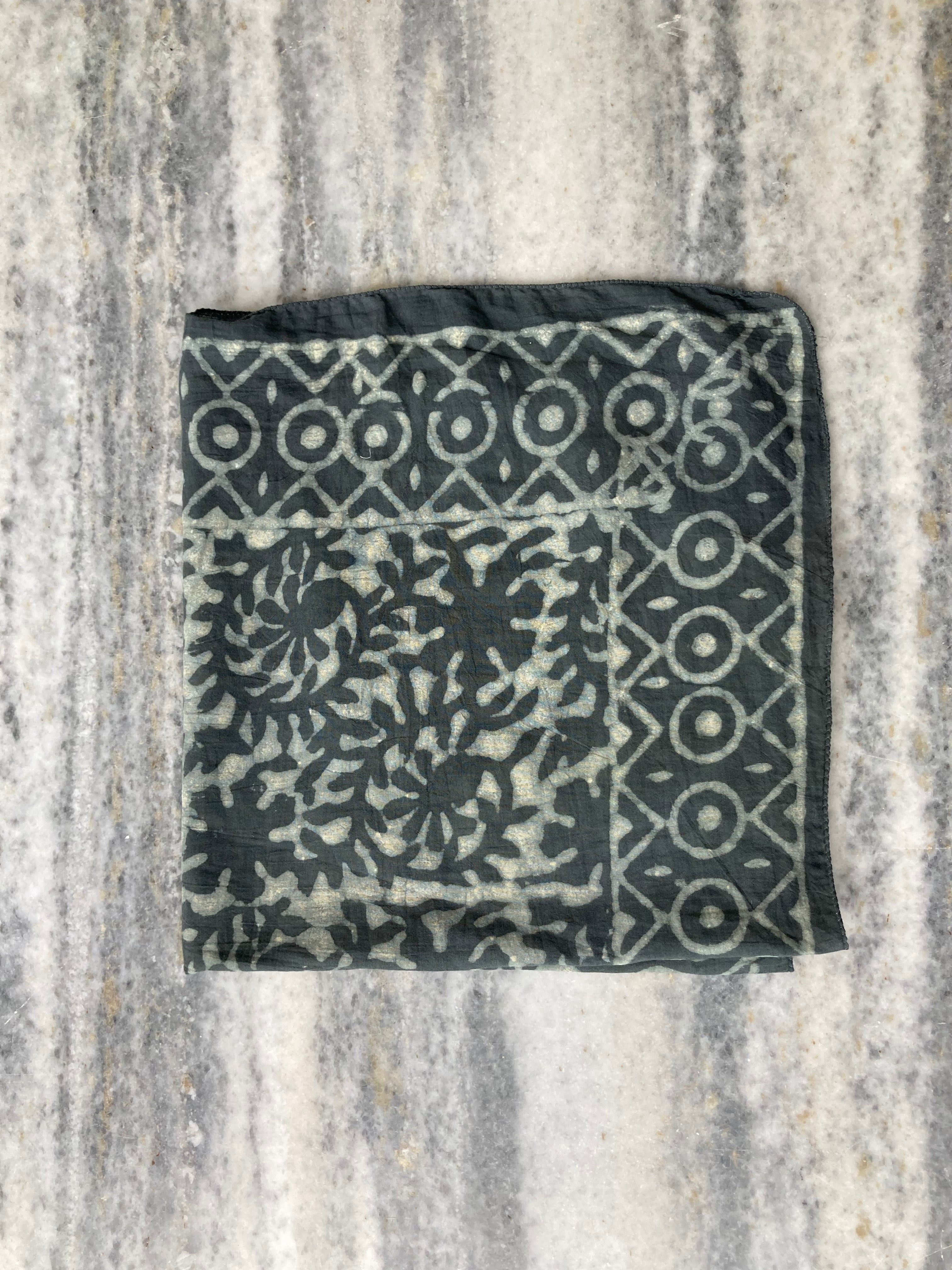 Hand Block Printed Cotton Bandana: Natural Dye Neckerchief - Made in India