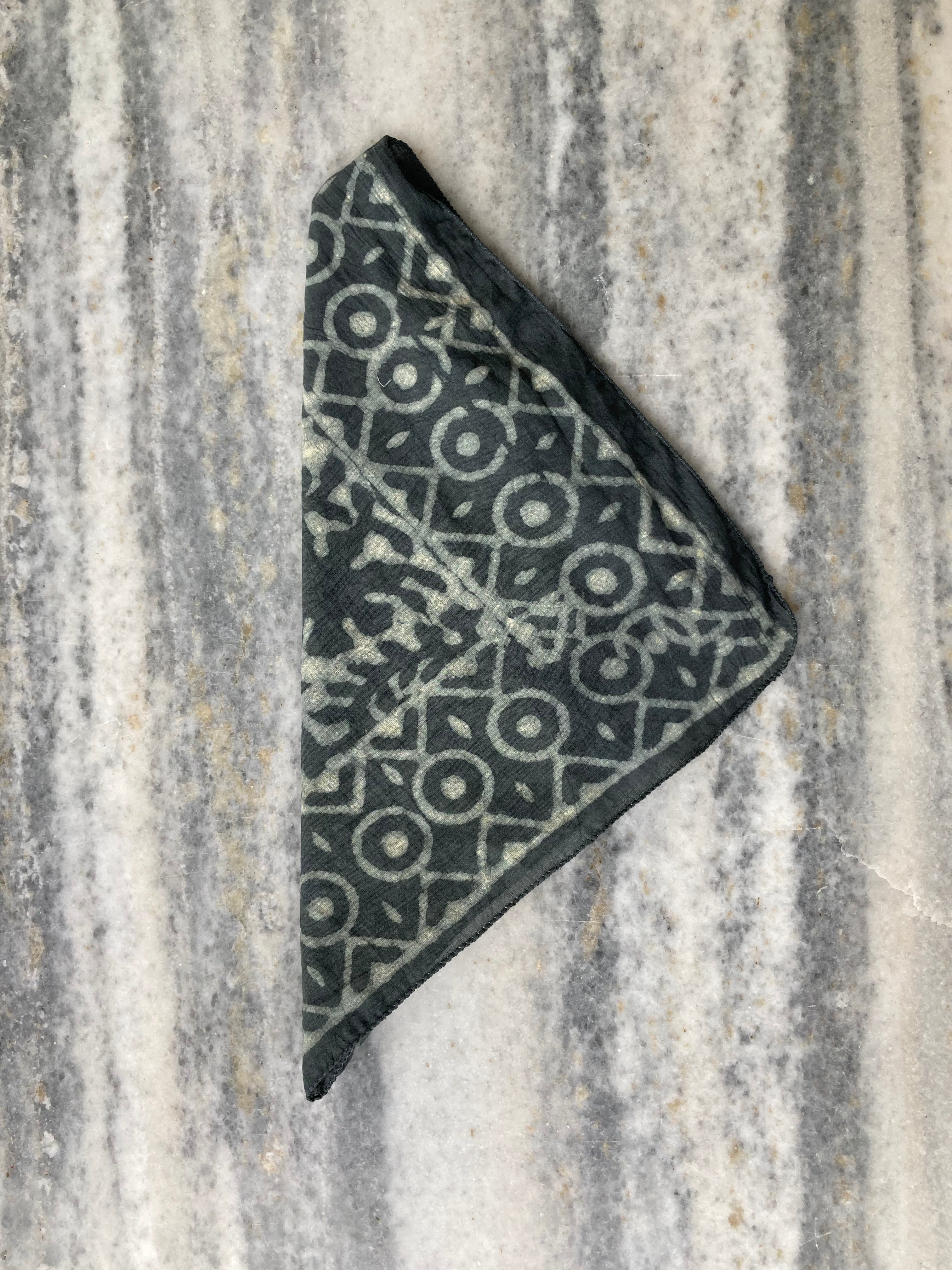 Hand Block Printed Cotton Bandana: Natural Dye Neckerchief - Made in India