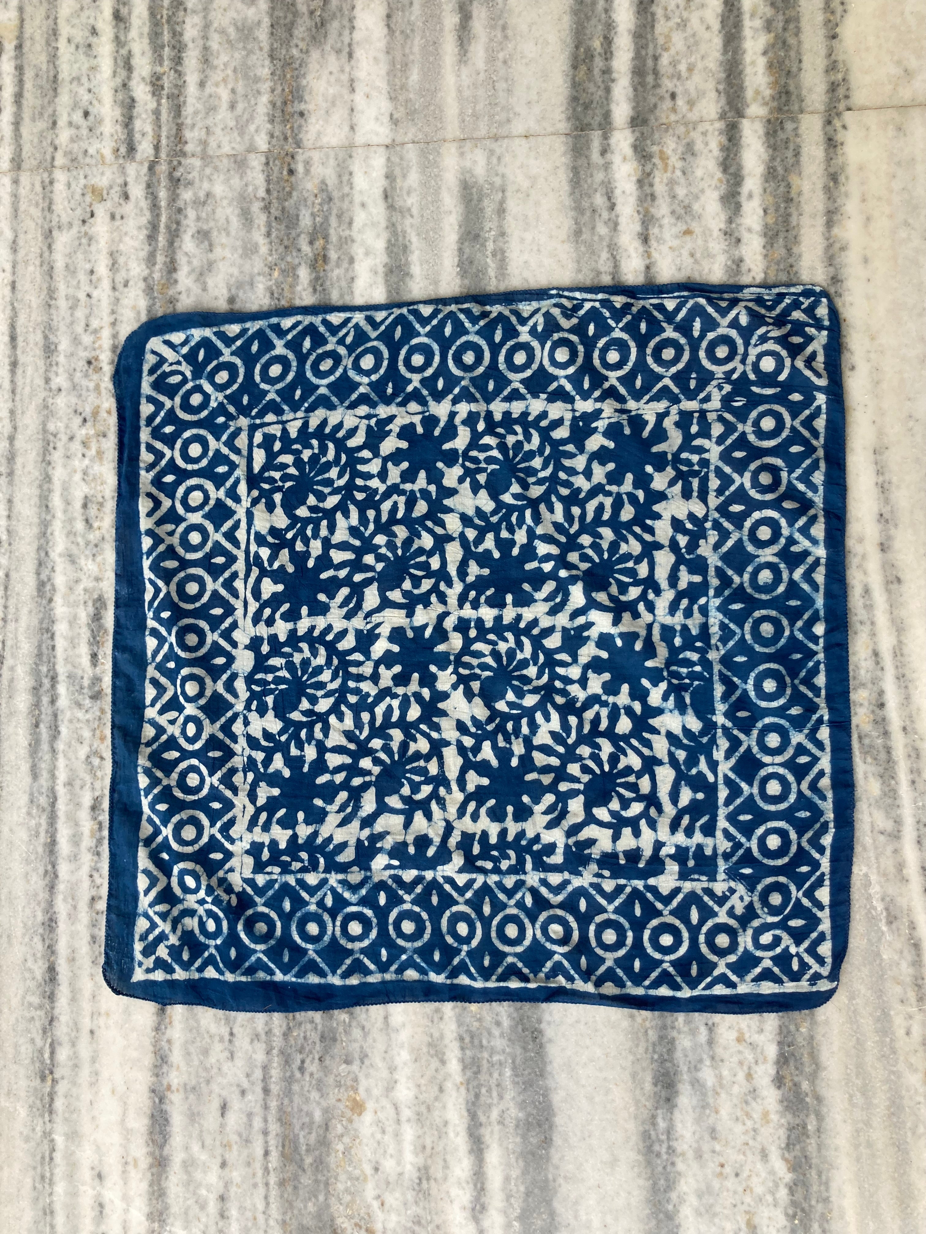 Hand Block Printed Cotton Bandana: Natural Dye Neckerchief - Made in India