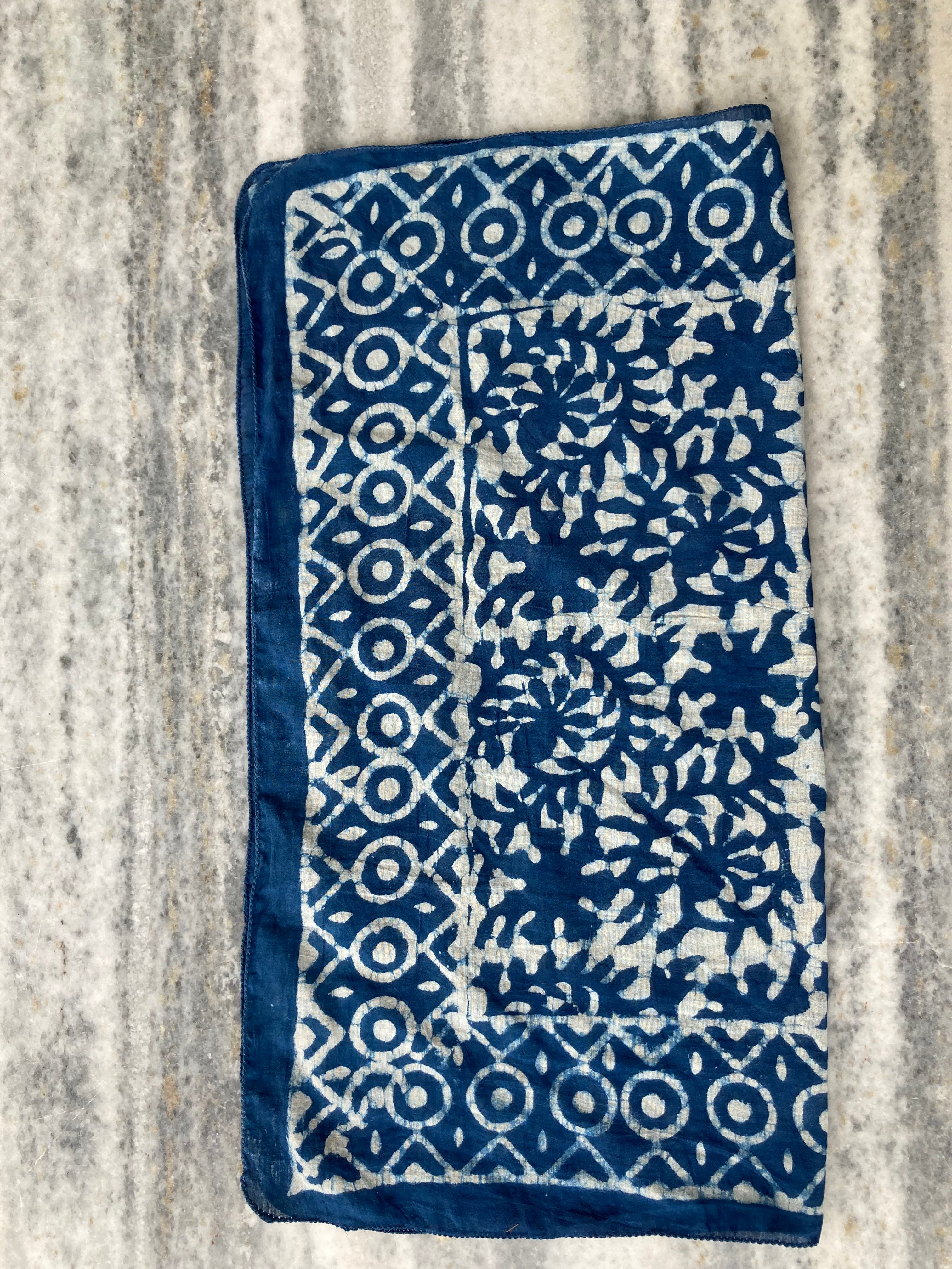 Hand Block Printed Cotton Bandana: Natural Dye Neckerchief - Made in India