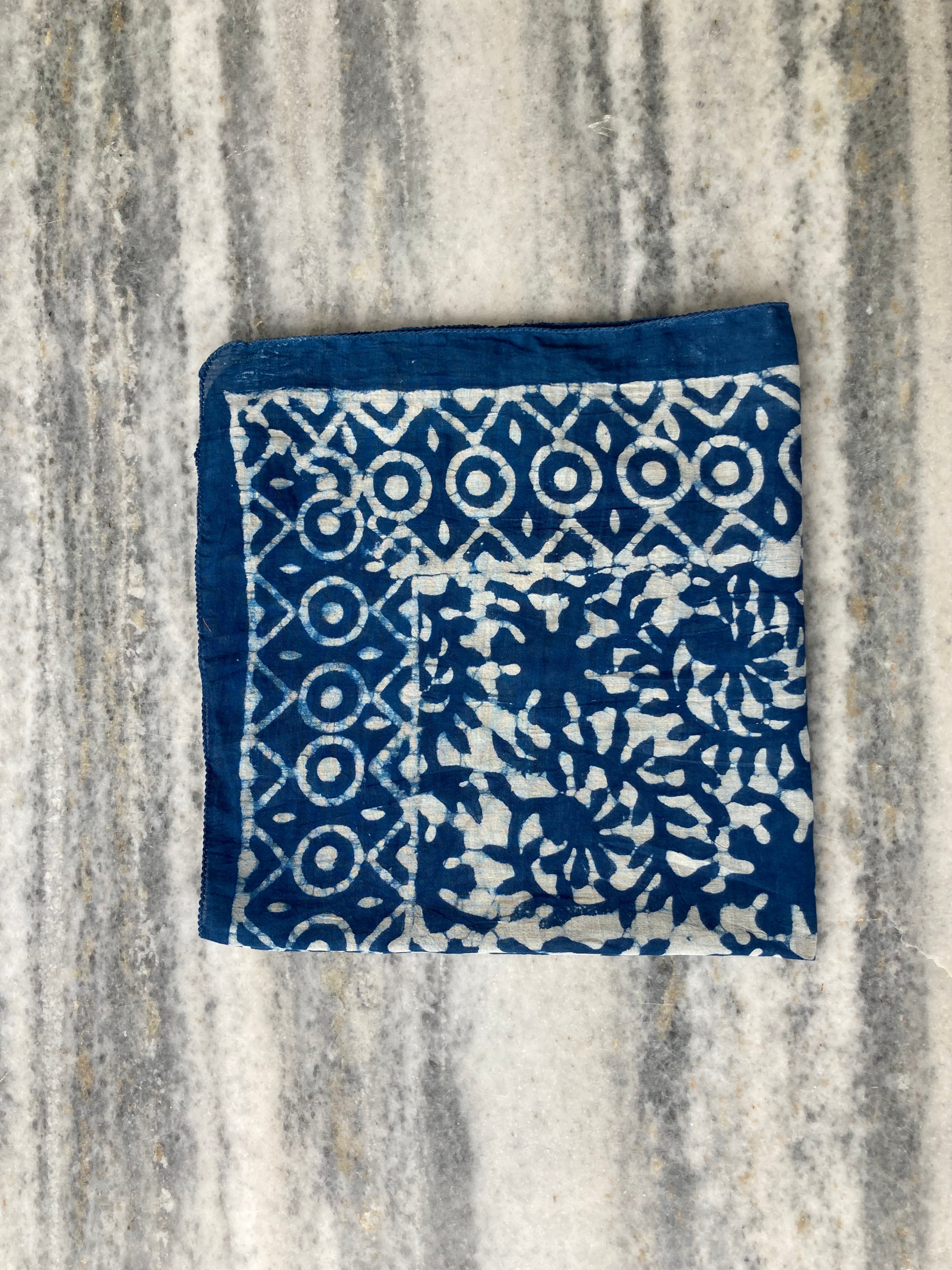 Hand Block Printed Cotton Bandana: Natural Dye Neckerchief - Made in India