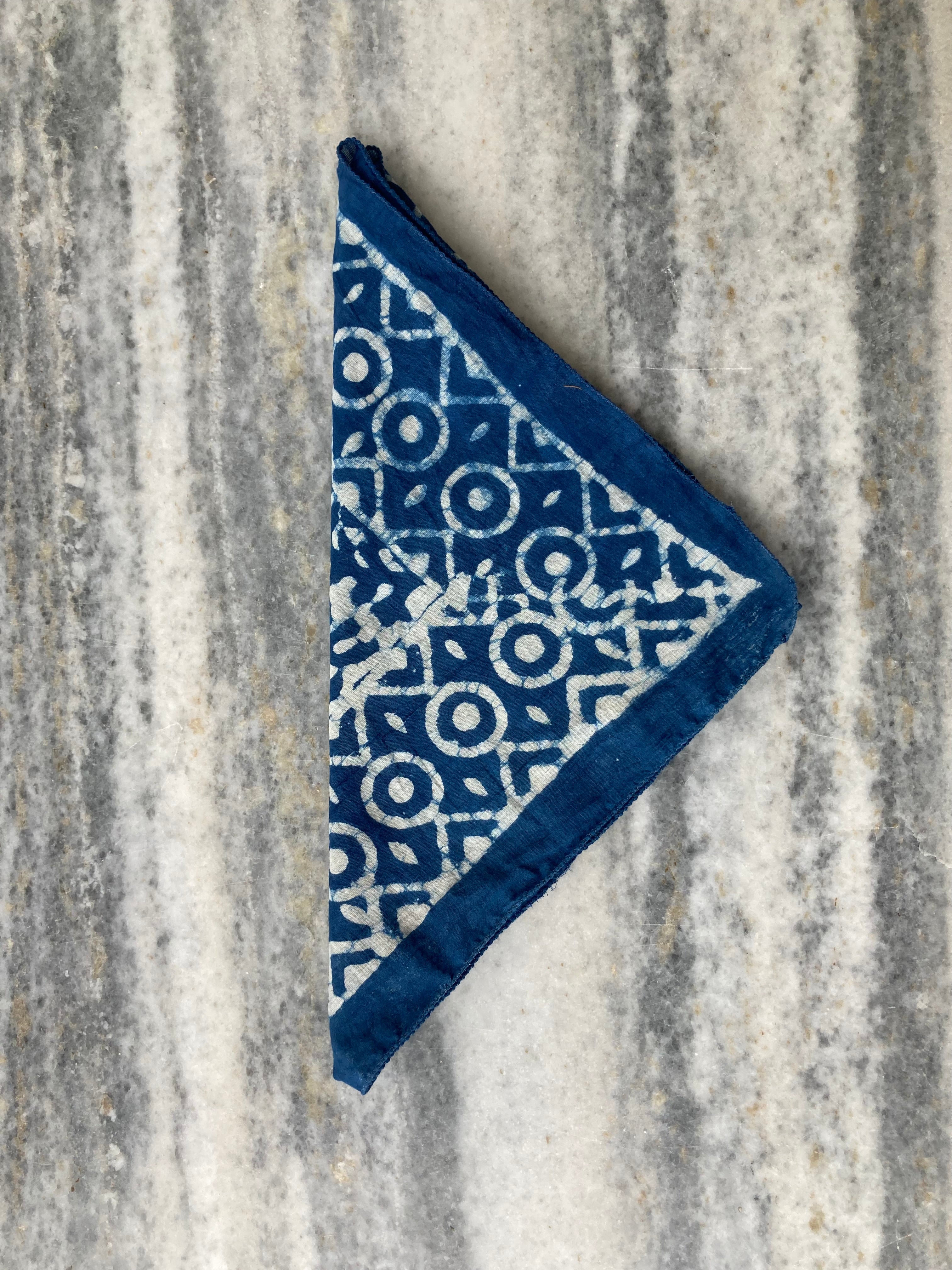 Hand Block Printed Cotton Bandana: Natural Dye Neckerchief - Made in India