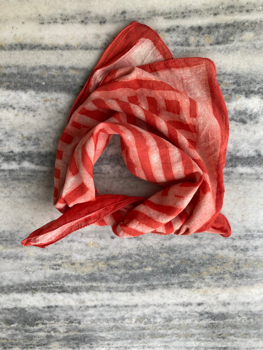 Hand Block Printed Cotton Bandana: Natural Dye Neckerchief - Made in India