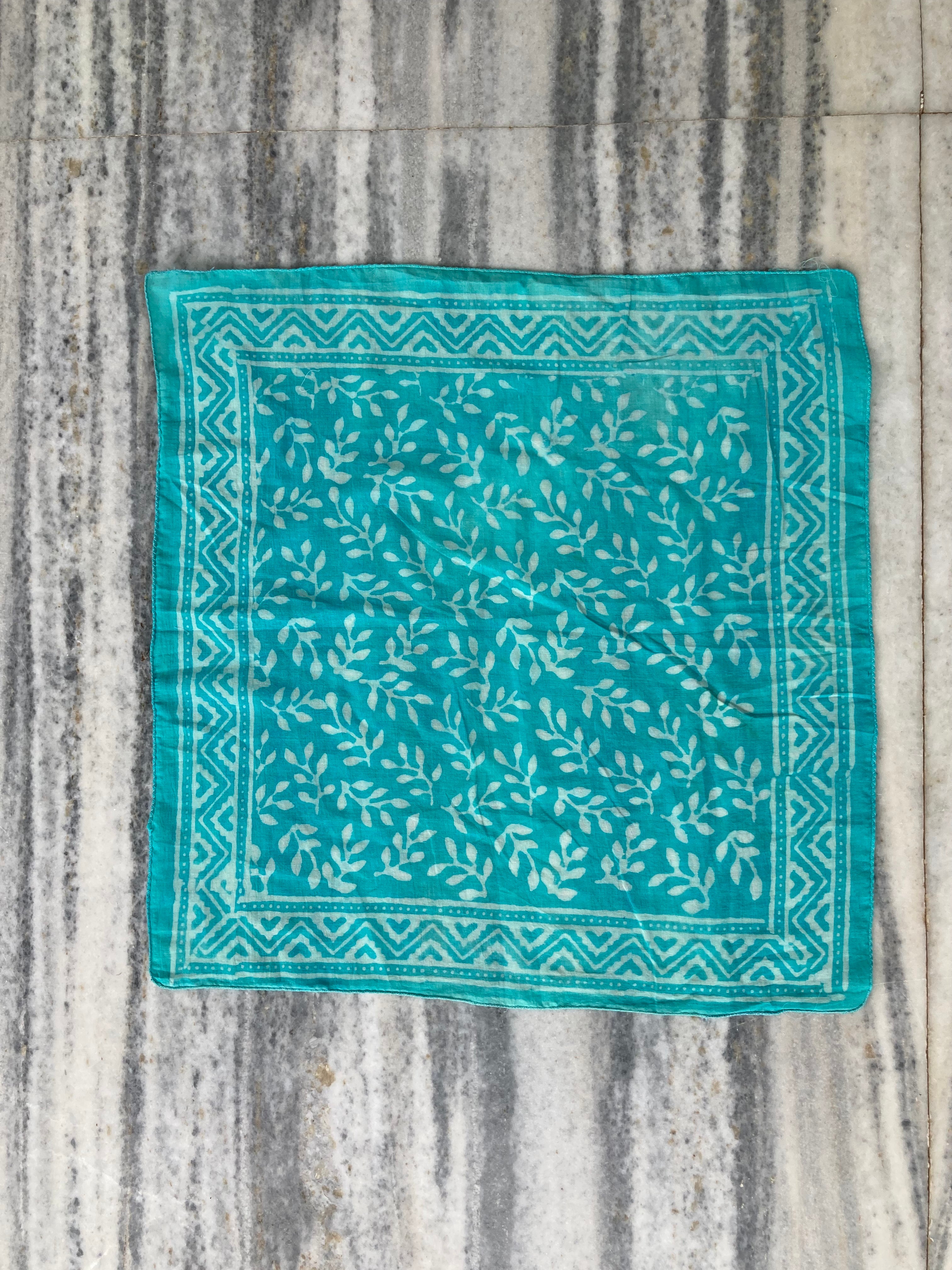Hand Block Printed Cotton Bandana: Natural Dye Neckerchief - Made in India