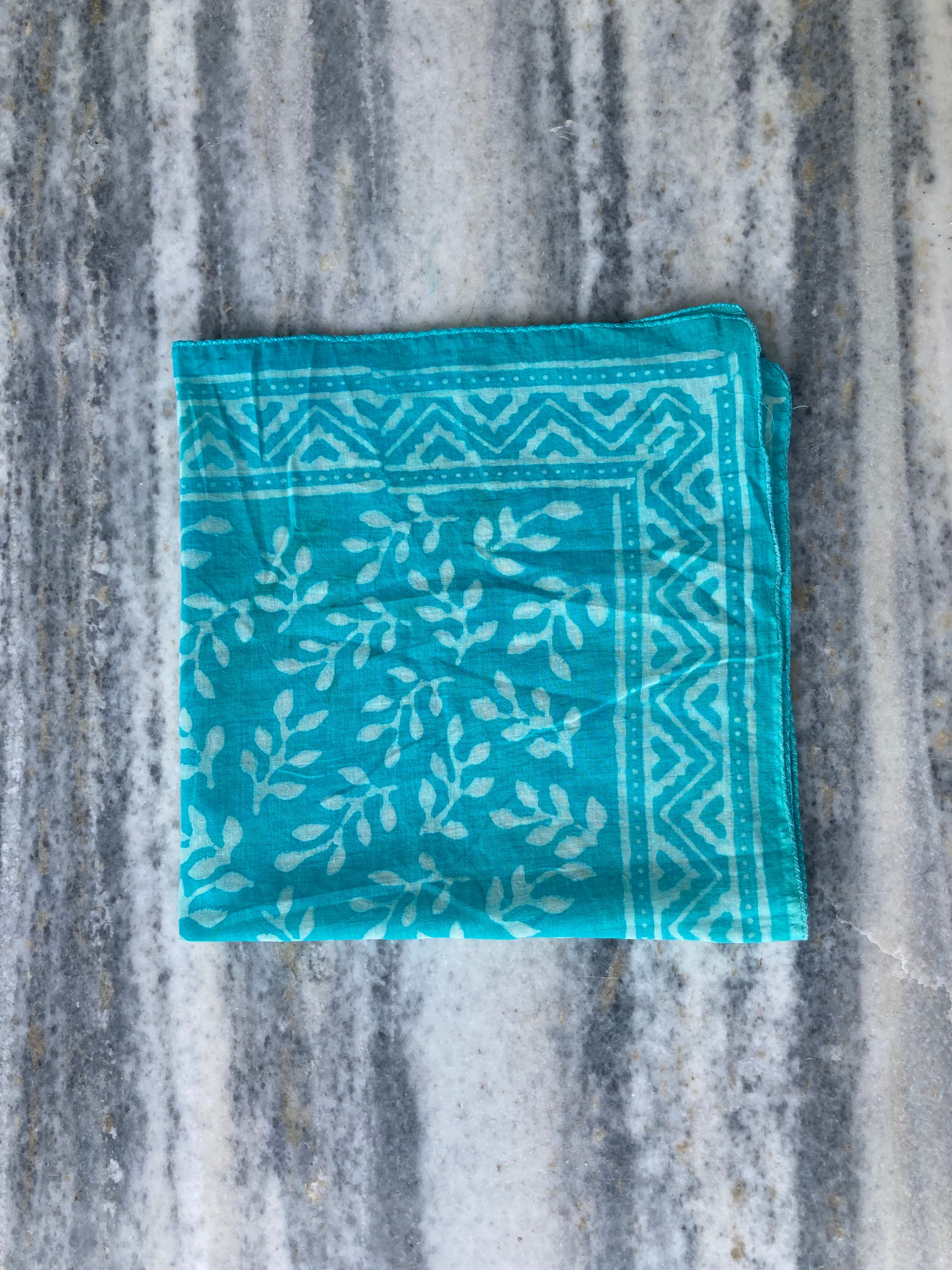 Hand Block Printed Cotton Bandana: Natural Dye Neckerchief - Made in India