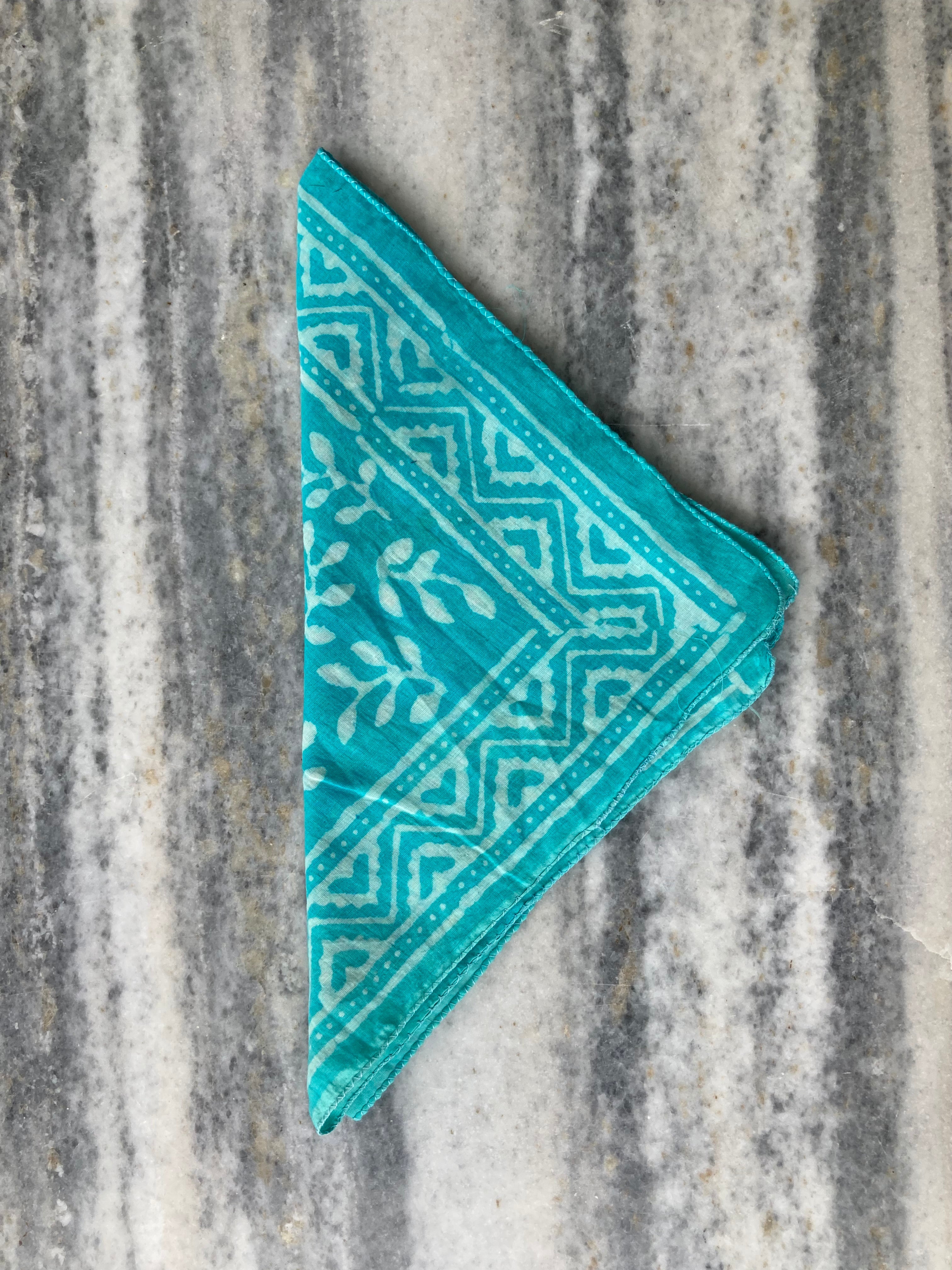 Hand Block Printed Cotton Bandana: Natural Dye Neckerchief - Made in India