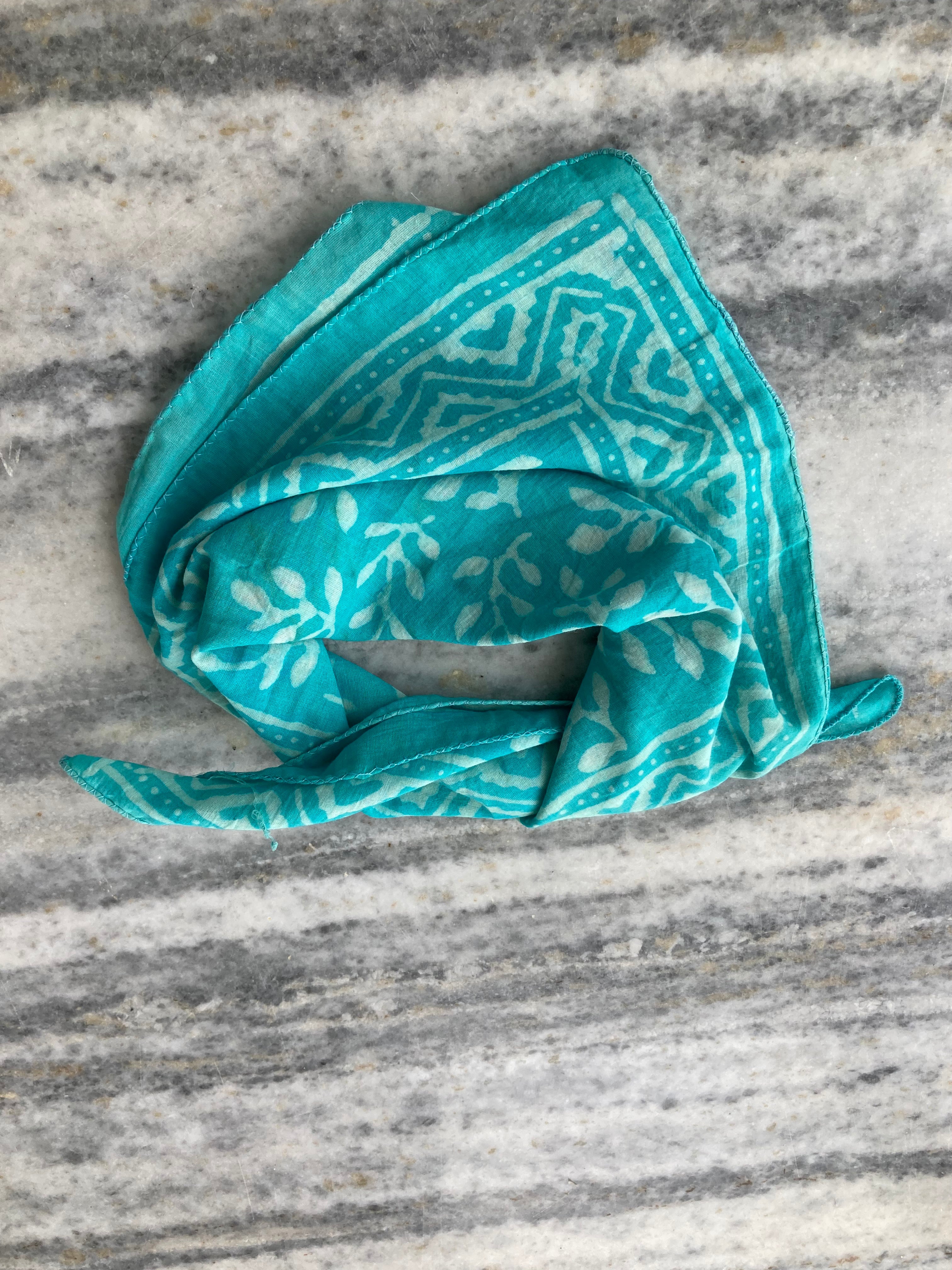 Hand Block Printed Cotton Bandana: Natural Dye Neckerchief - Made in India