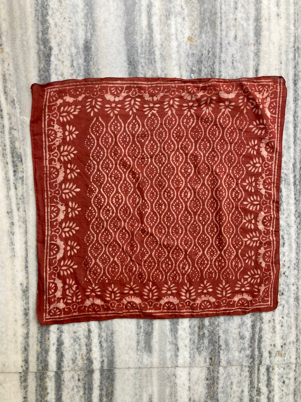 Hand Block Printed Cotton Bandana: Natural Dye Neckerchief - Made in India