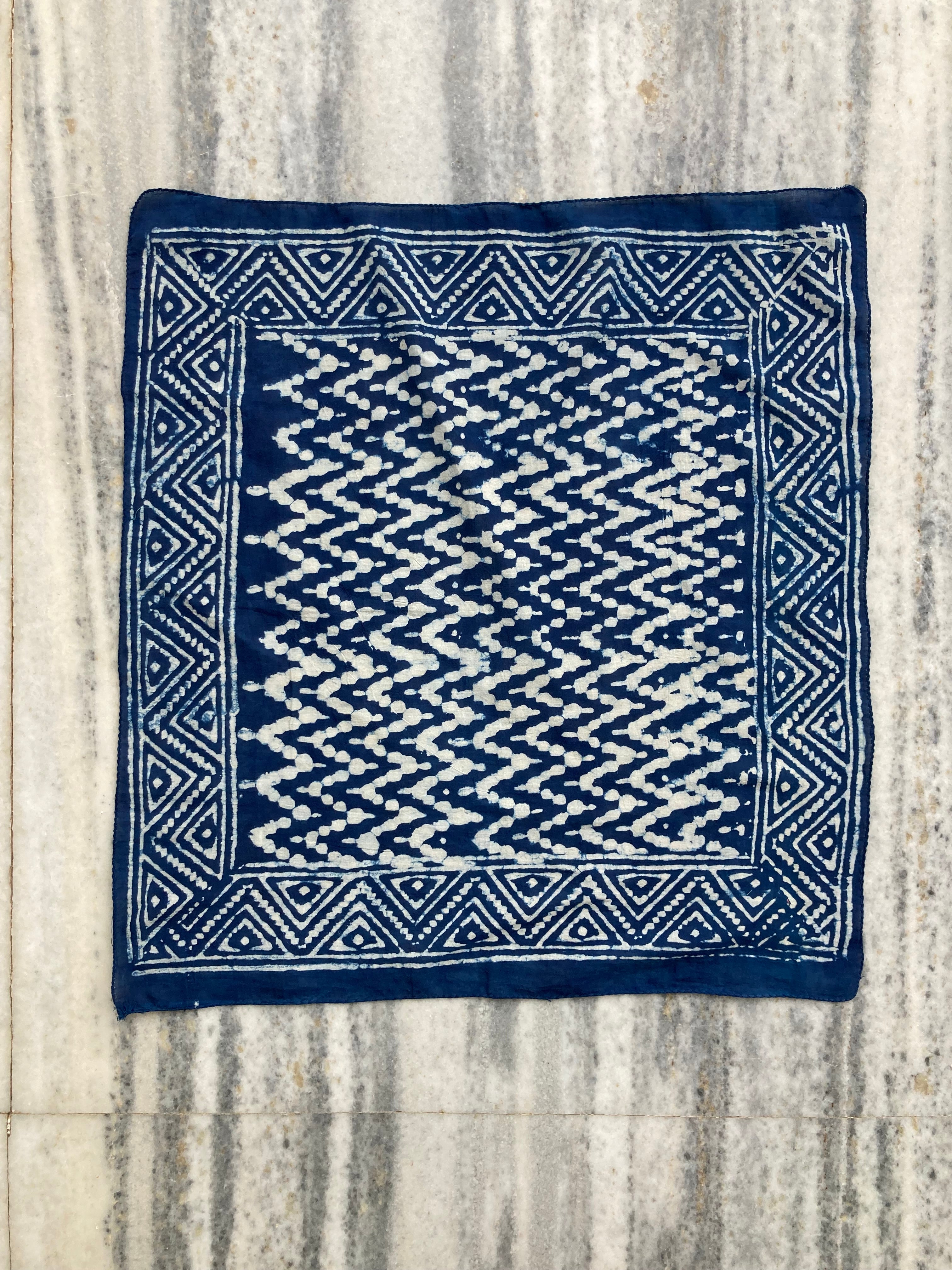 Hand Block Printed Cotton Bandana: Natural Dye Neckerchief - Made in India