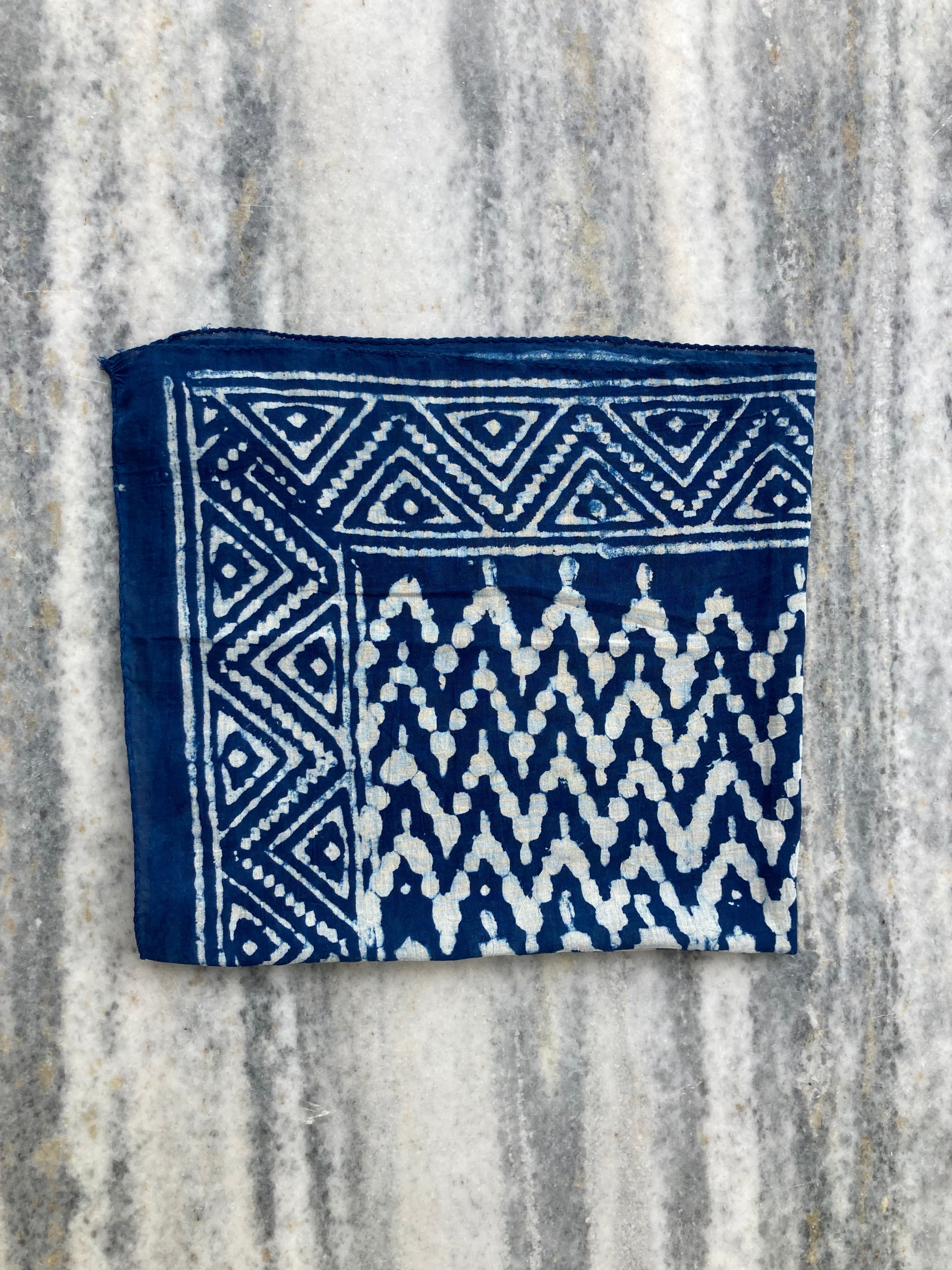 Hand Block Printed Cotton Bandana: Natural Dye Neckerchief - Made in India