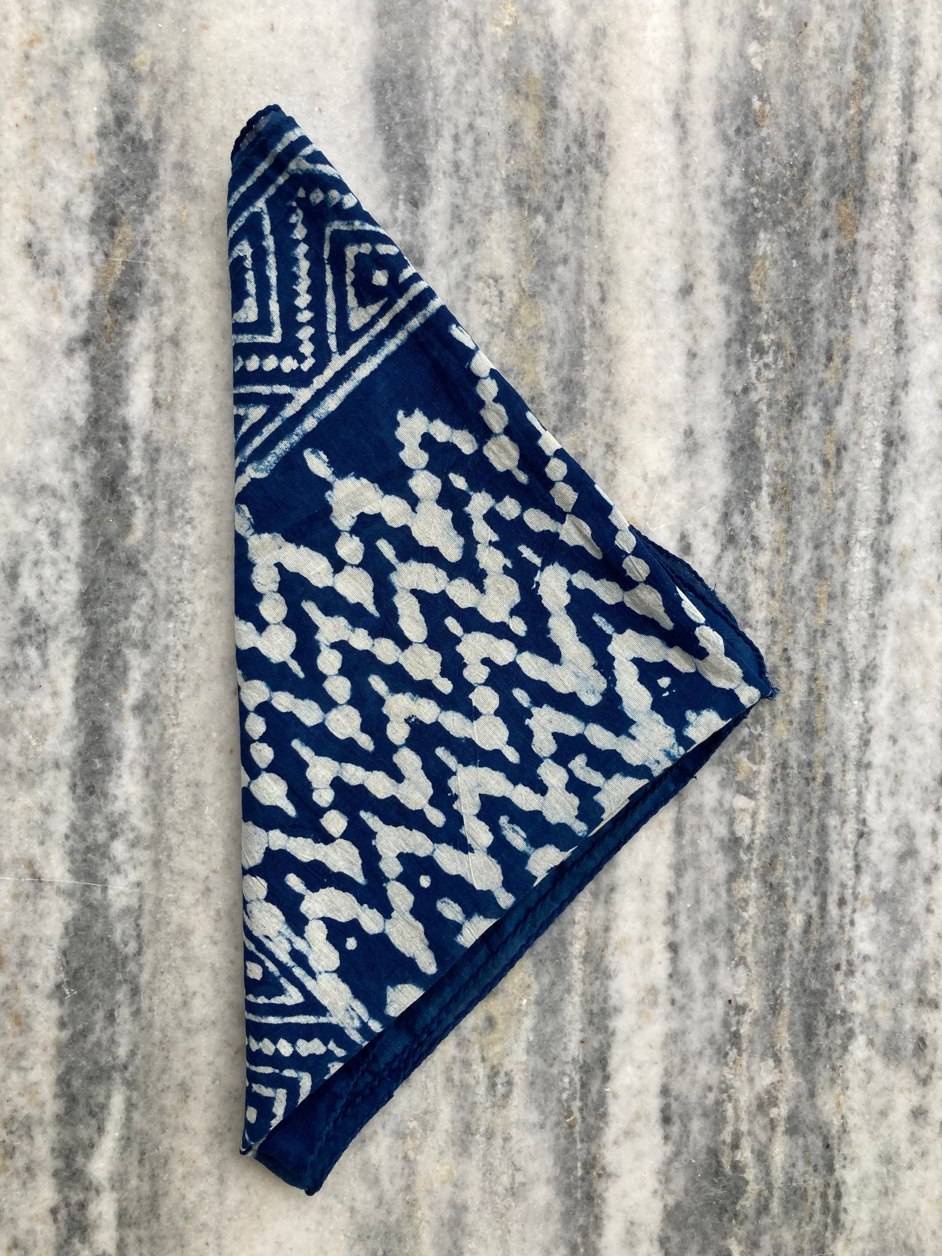 Hand Block Printed Cotton Bandana: Natural Dye Neckerchief - Made in India