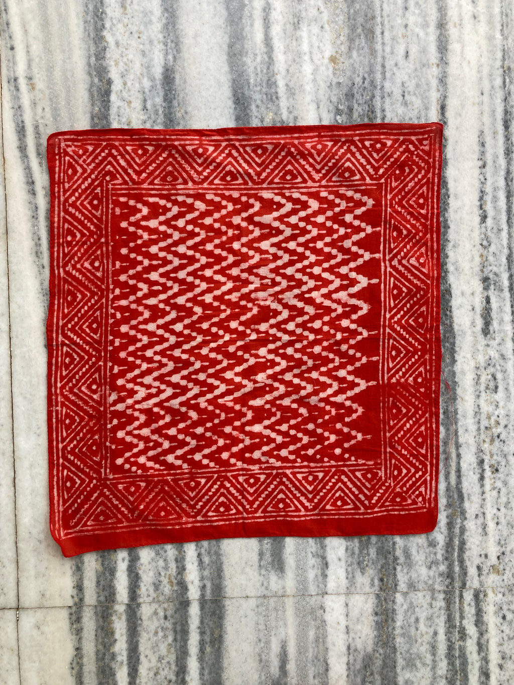 Hand Block Printed Cotton Bandana: Natural Dye Neckerchief - Made in India
