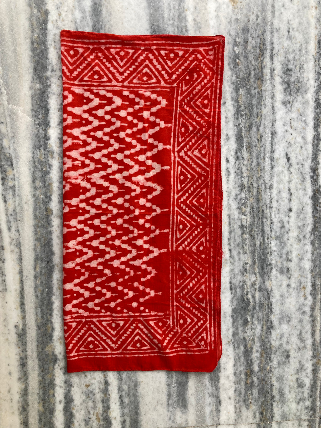 Hand Block Printed Cotton Bandana: Natural Dye Neckerchief - Made in India