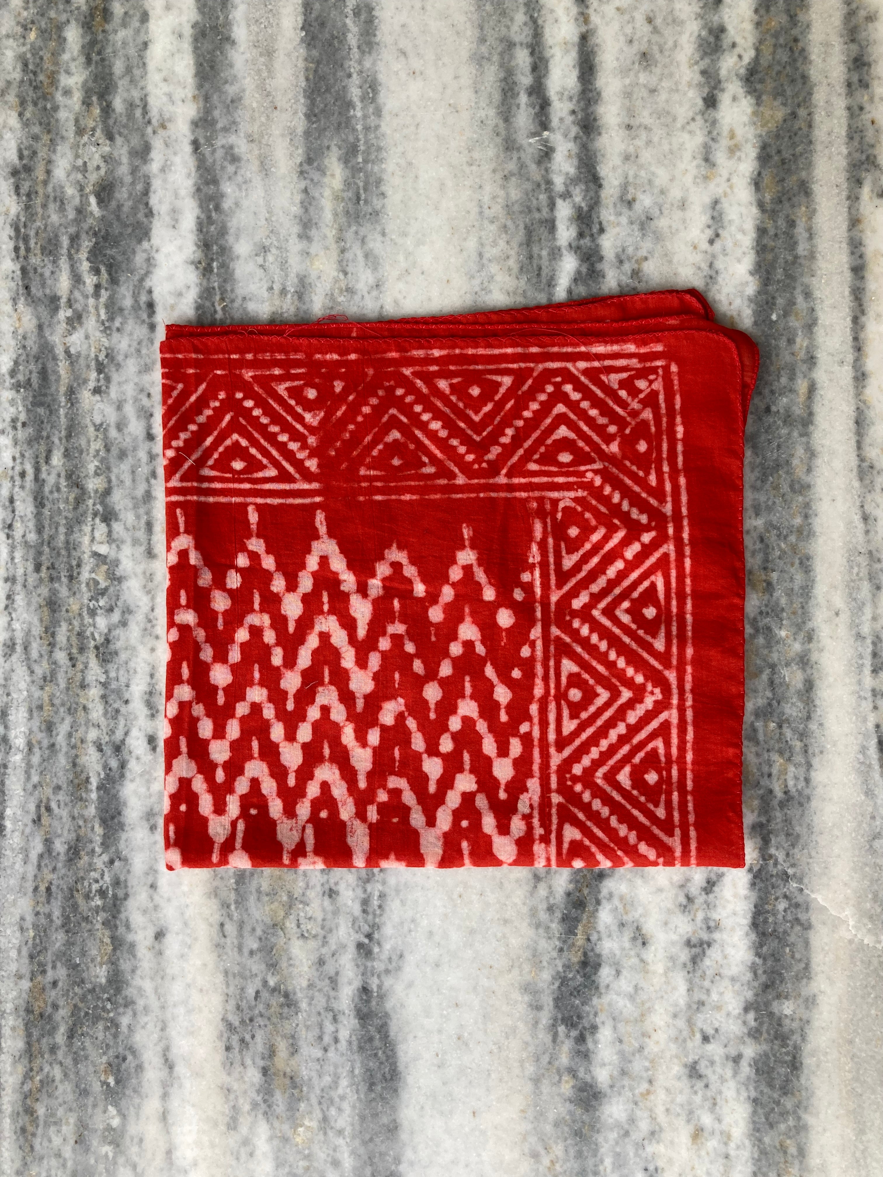 Hand Block Printed Cotton Bandana: Natural Dye Neckerchief - Made in India