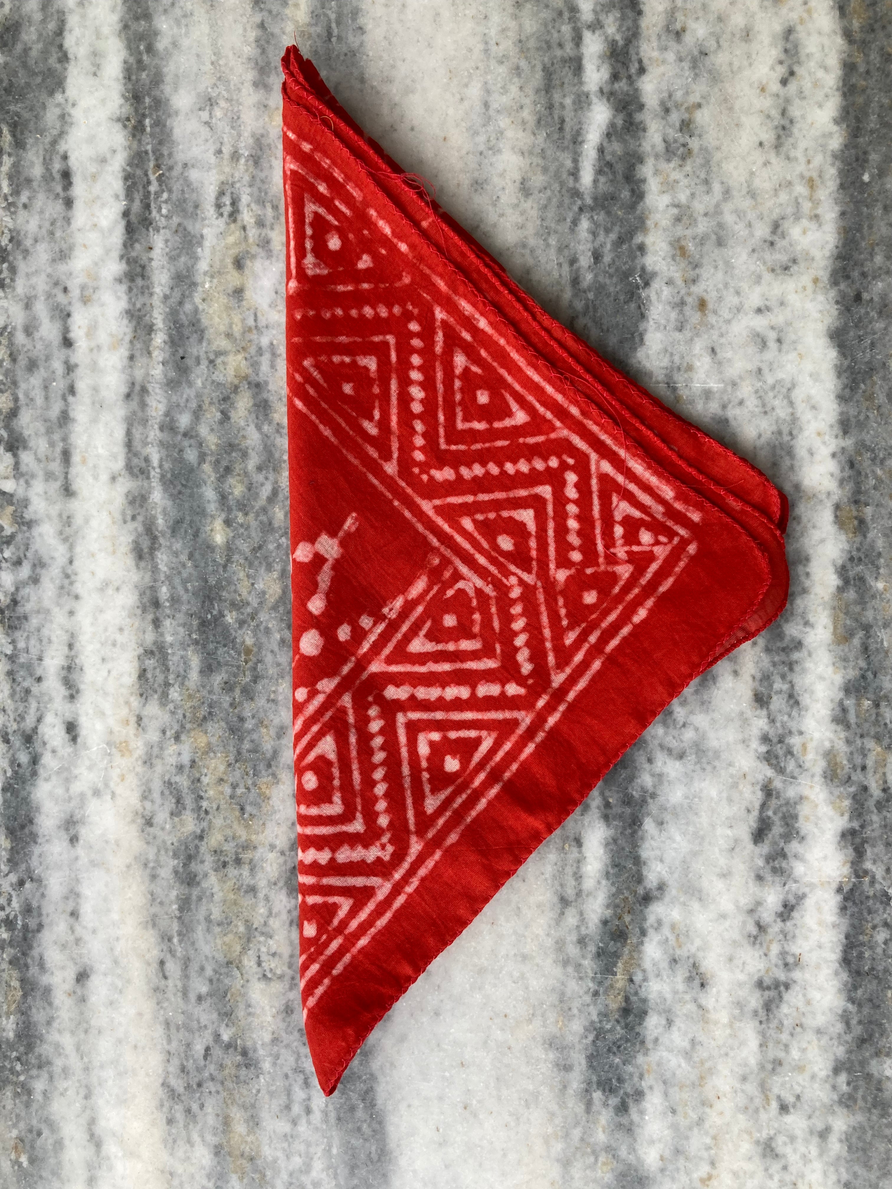 Hand Block Printed Cotton Bandana: Natural Dye Neckerchief - Made in India