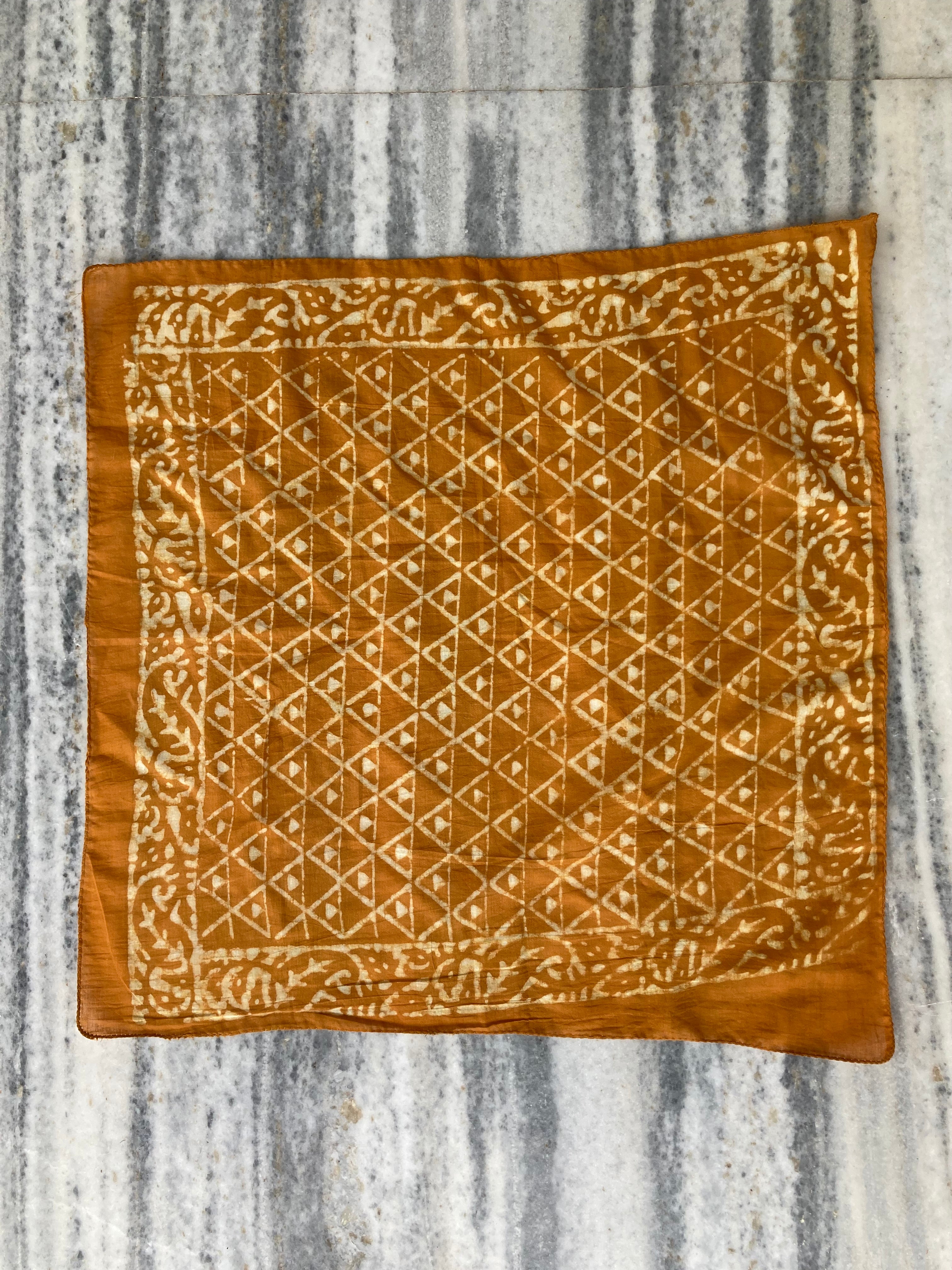 Hand Block Printed Cotton Bandana: Natural Dye Neckerchief - Made in India