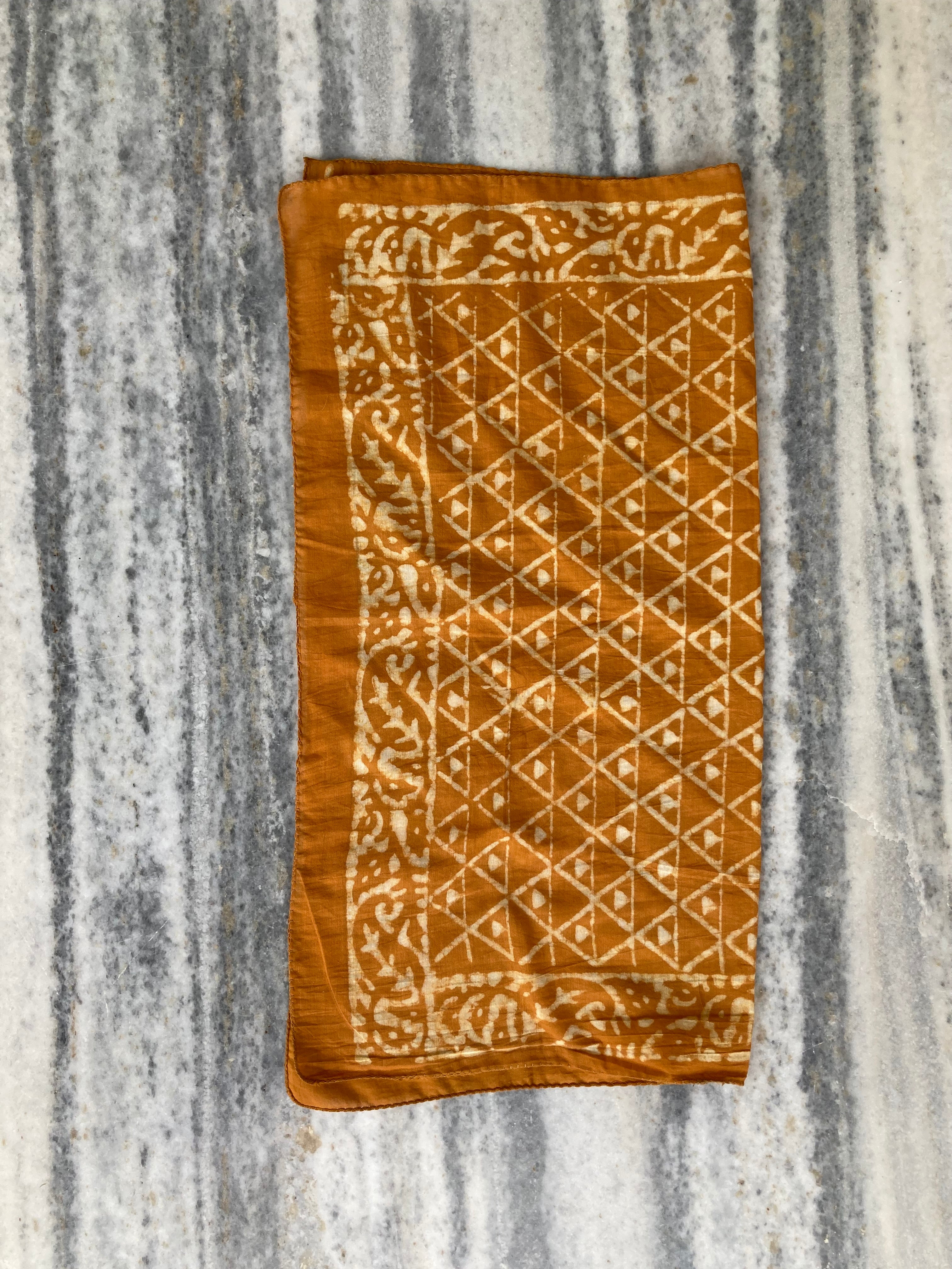 Hand Block Printed Cotton Bandana: Natural Dye Neckerchief - Made in India
