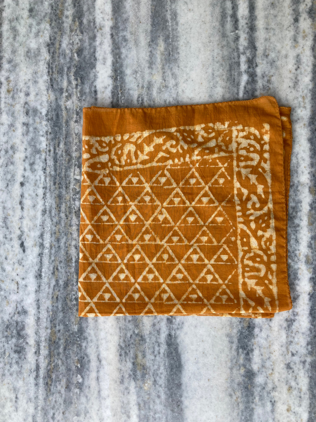 Hand Block Printed Cotton Bandana: Natural Dye Neckerchief - Made in India
