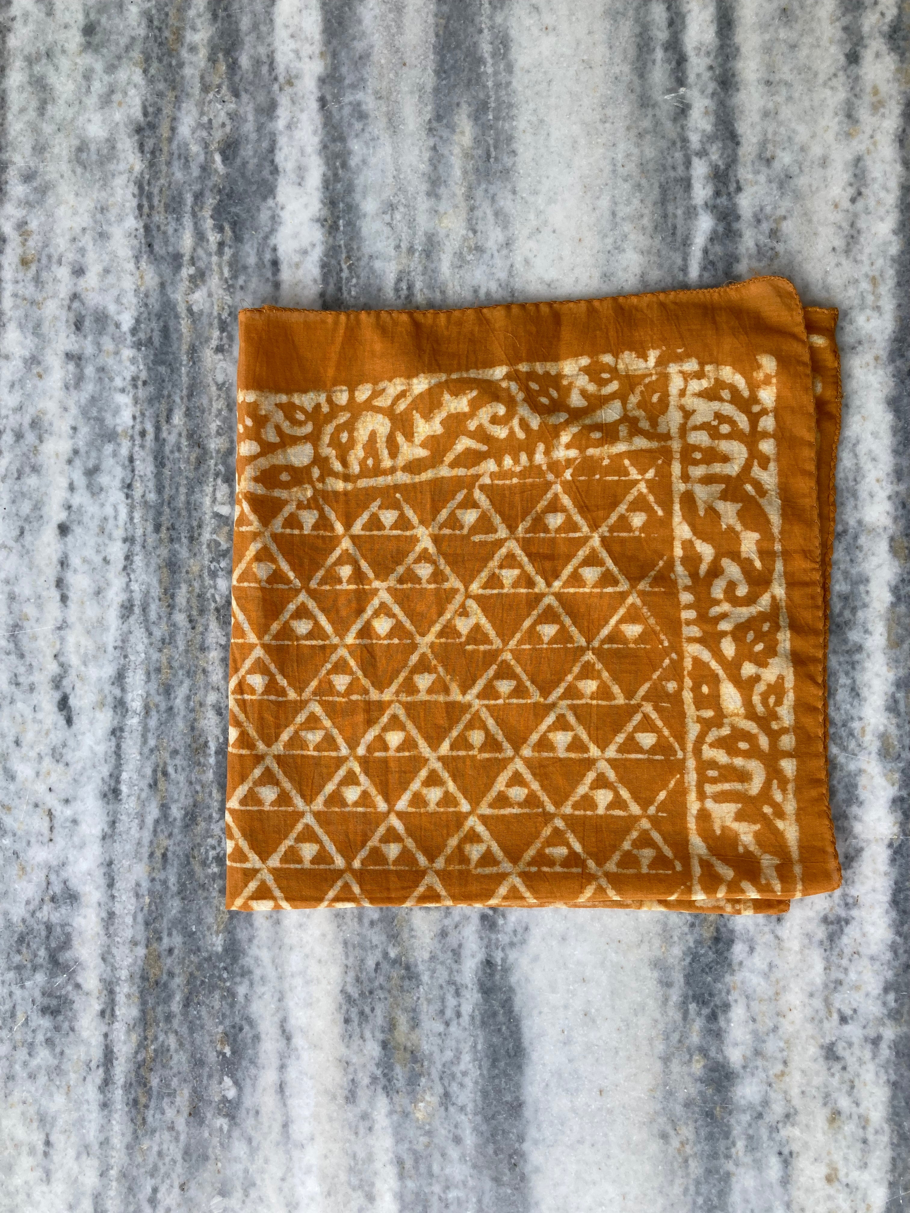 Hand Block Printed Cotton Bandana: Natural Dye Neckerchief - Made in India