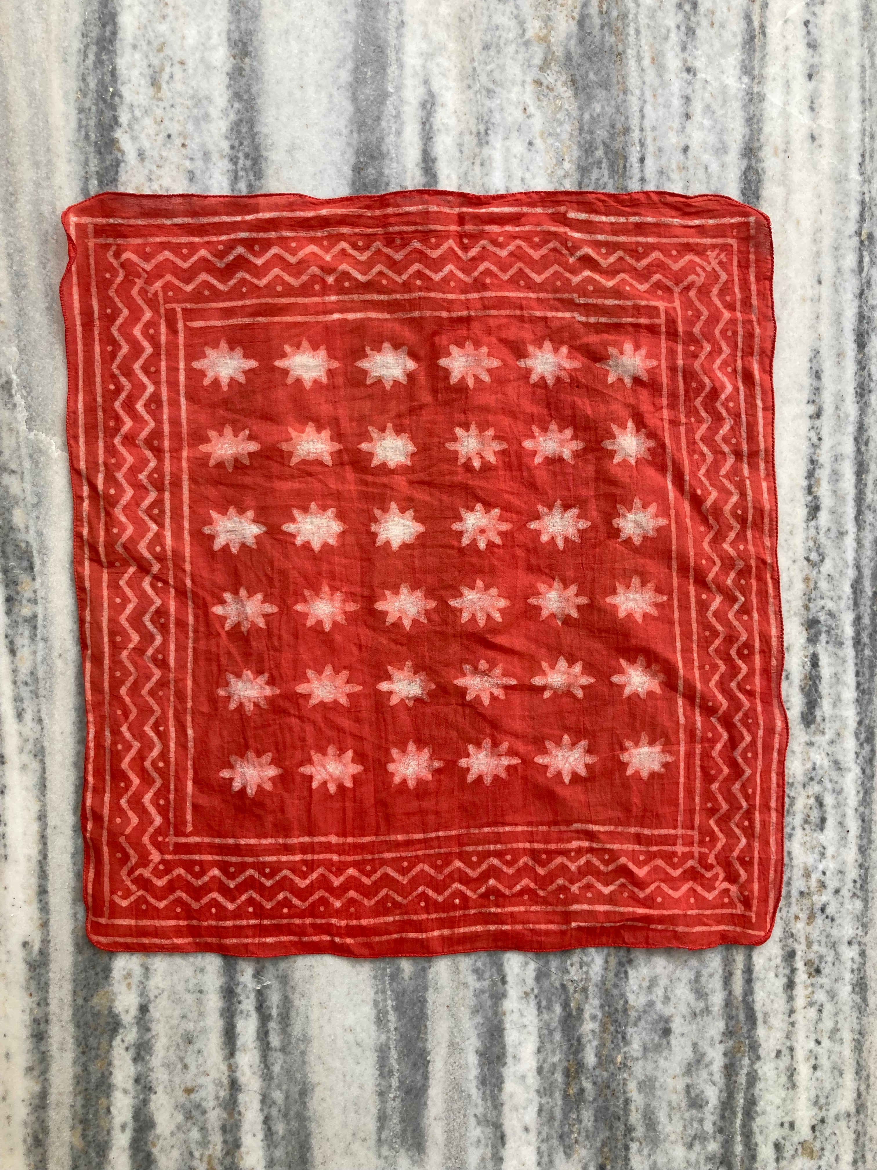 Hand Block Printed Cotton Bandana: Natural Dye Neckerchief - Made in India