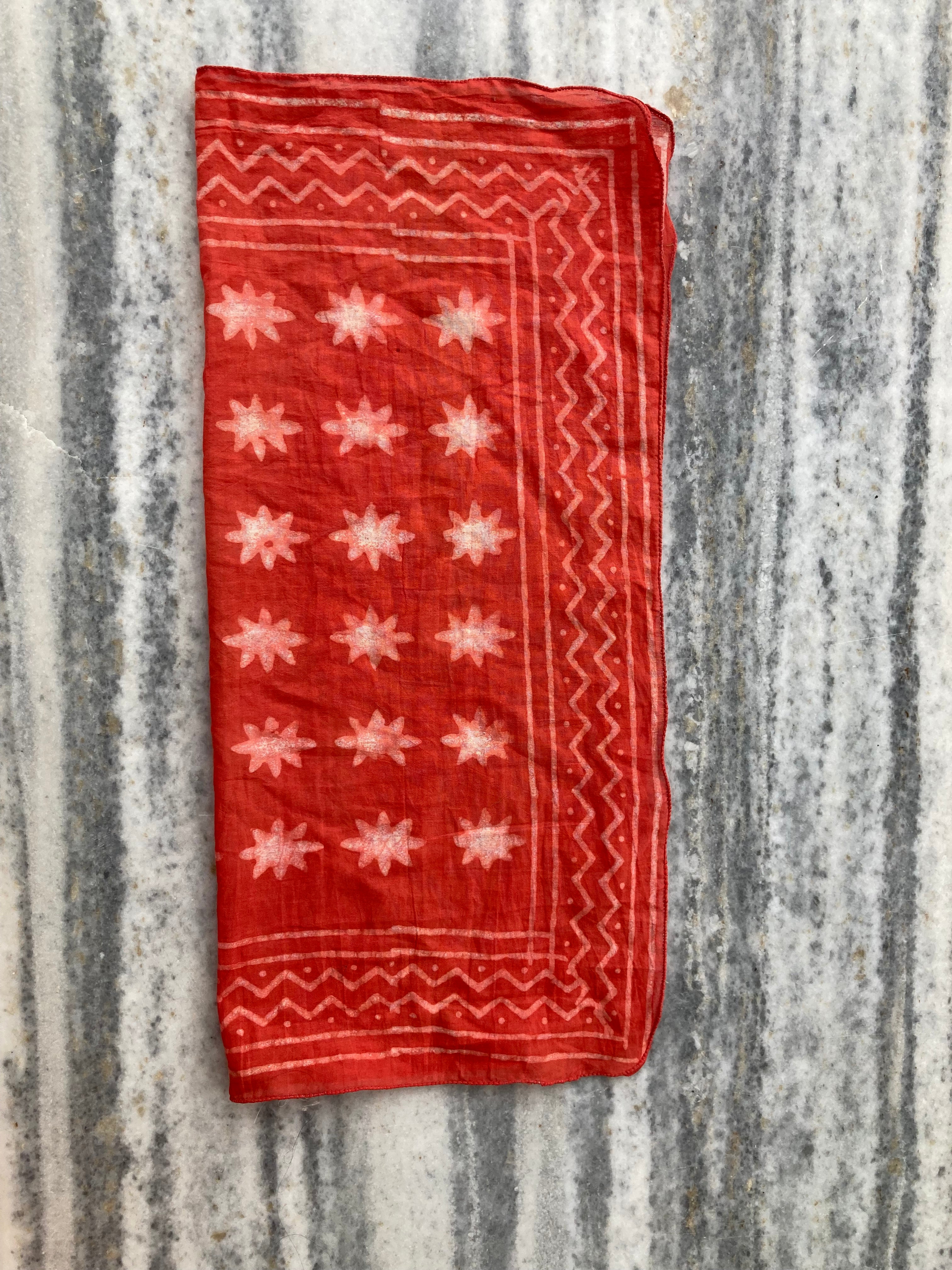 Hand Block Printed Cotton Bandana: Natural Dye Neckerchief - Made in India