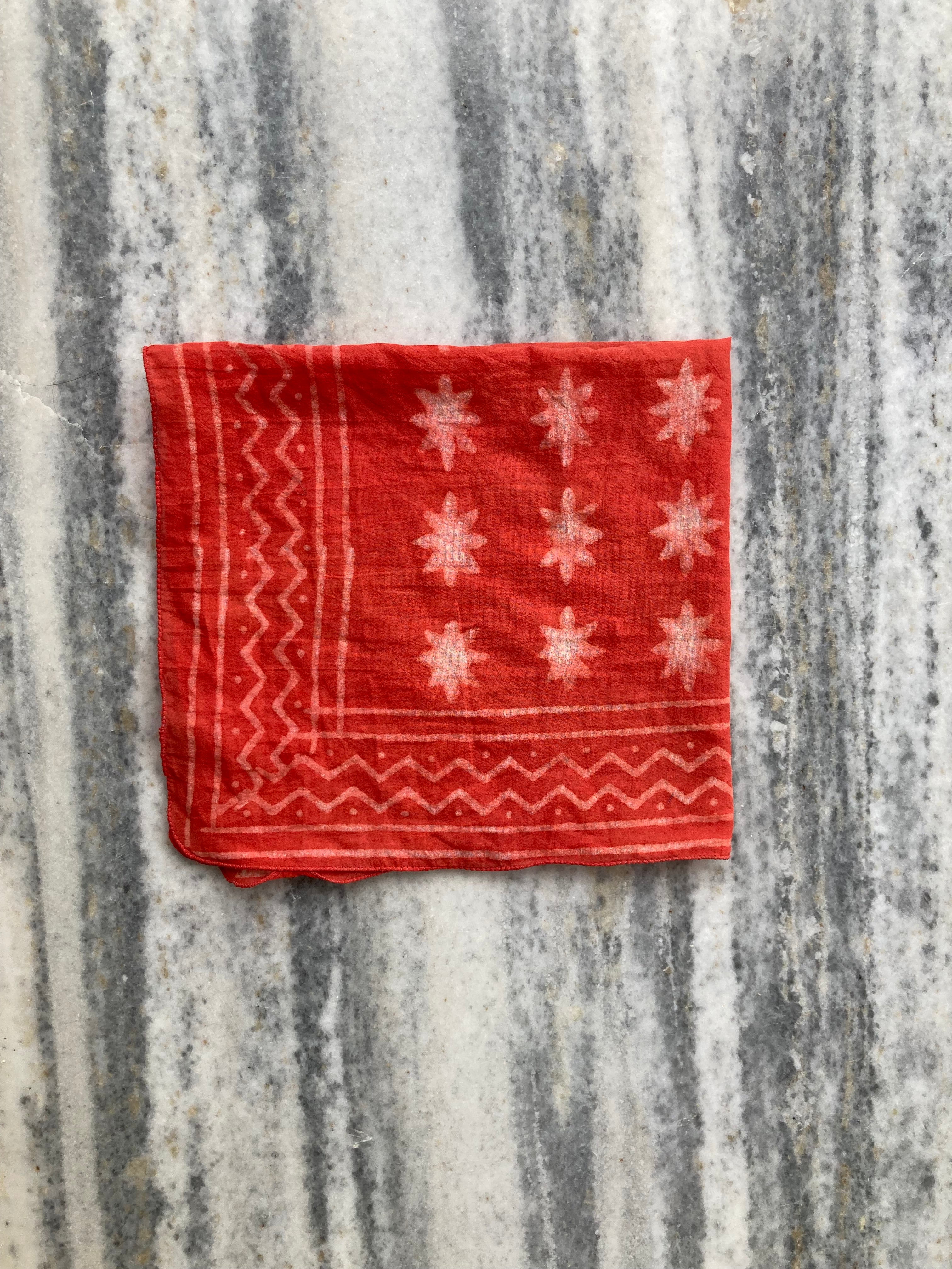 Hand Block Printed Cotton Bandana: Natural Dye Neckerchief - Made in India