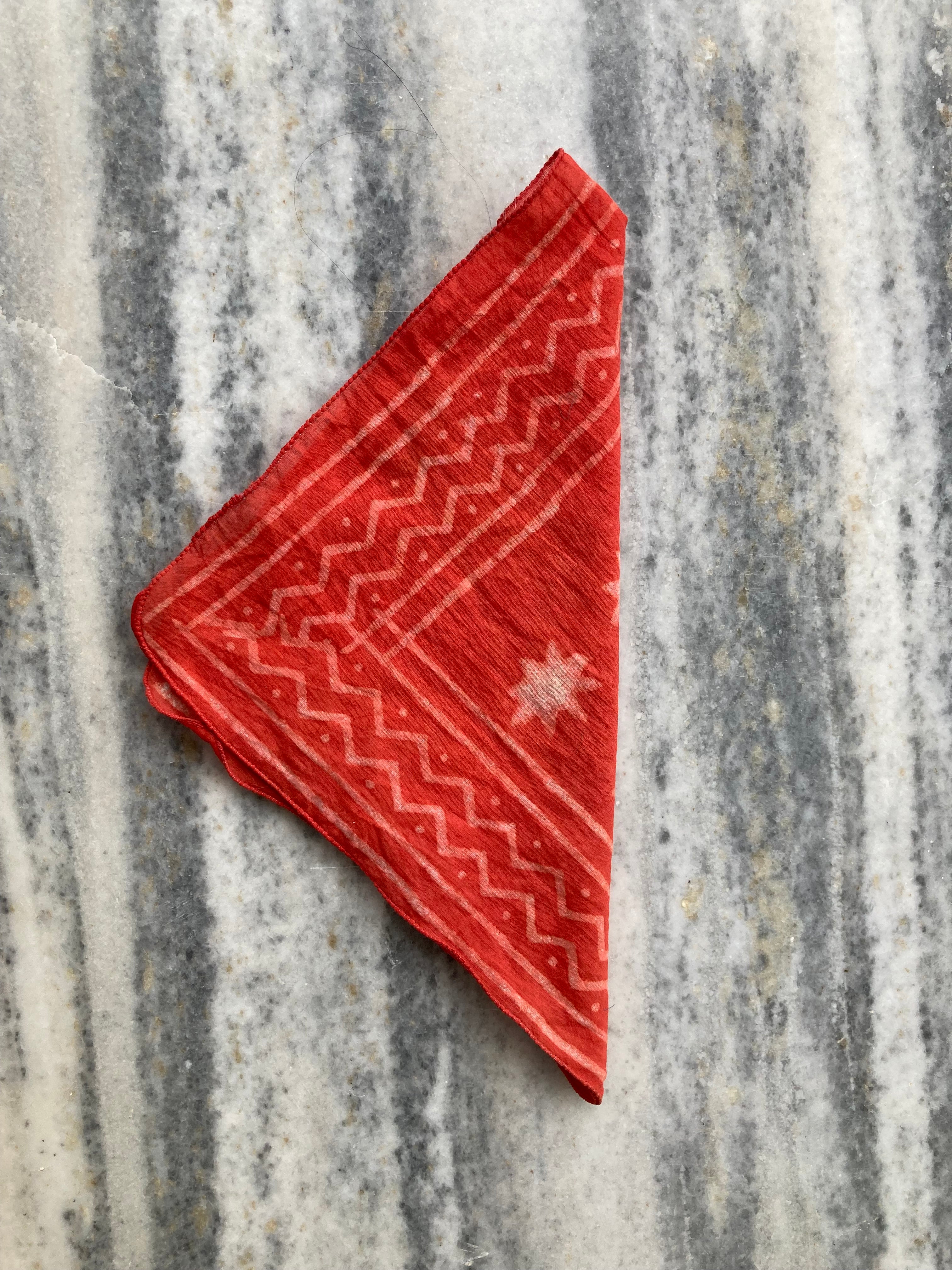Hand Block Printed Cotton Bandana: Natural Dye Neckerchief - Made in India