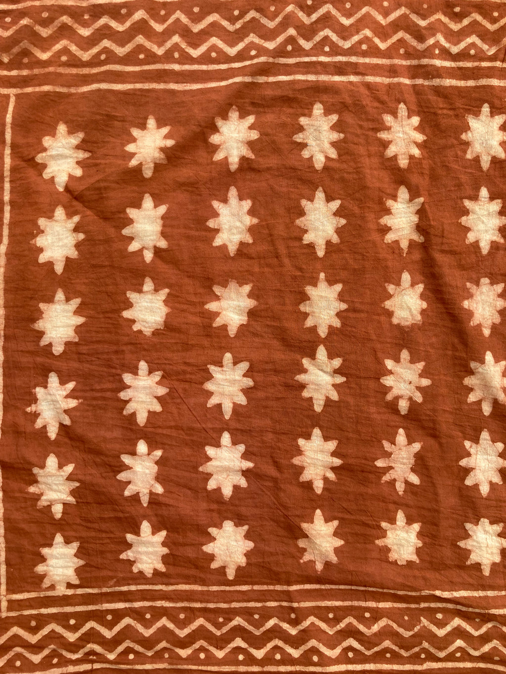 Hand Block Printed Cotton Bandana: Natural Dye Neckerchief - Made in India