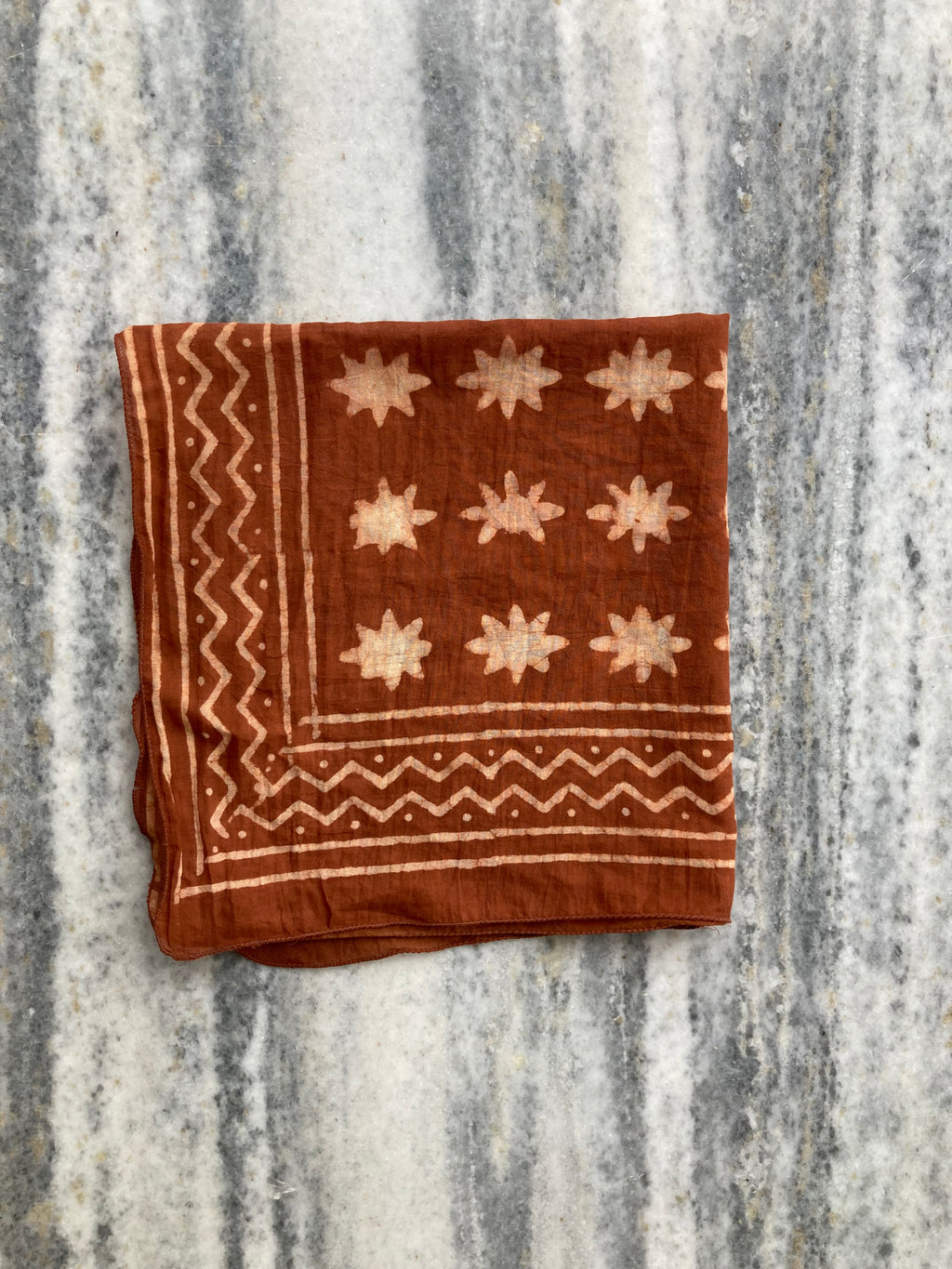 Hand Block Printed Cotton Bandana: Natural Dye Neckerchief - Made in India