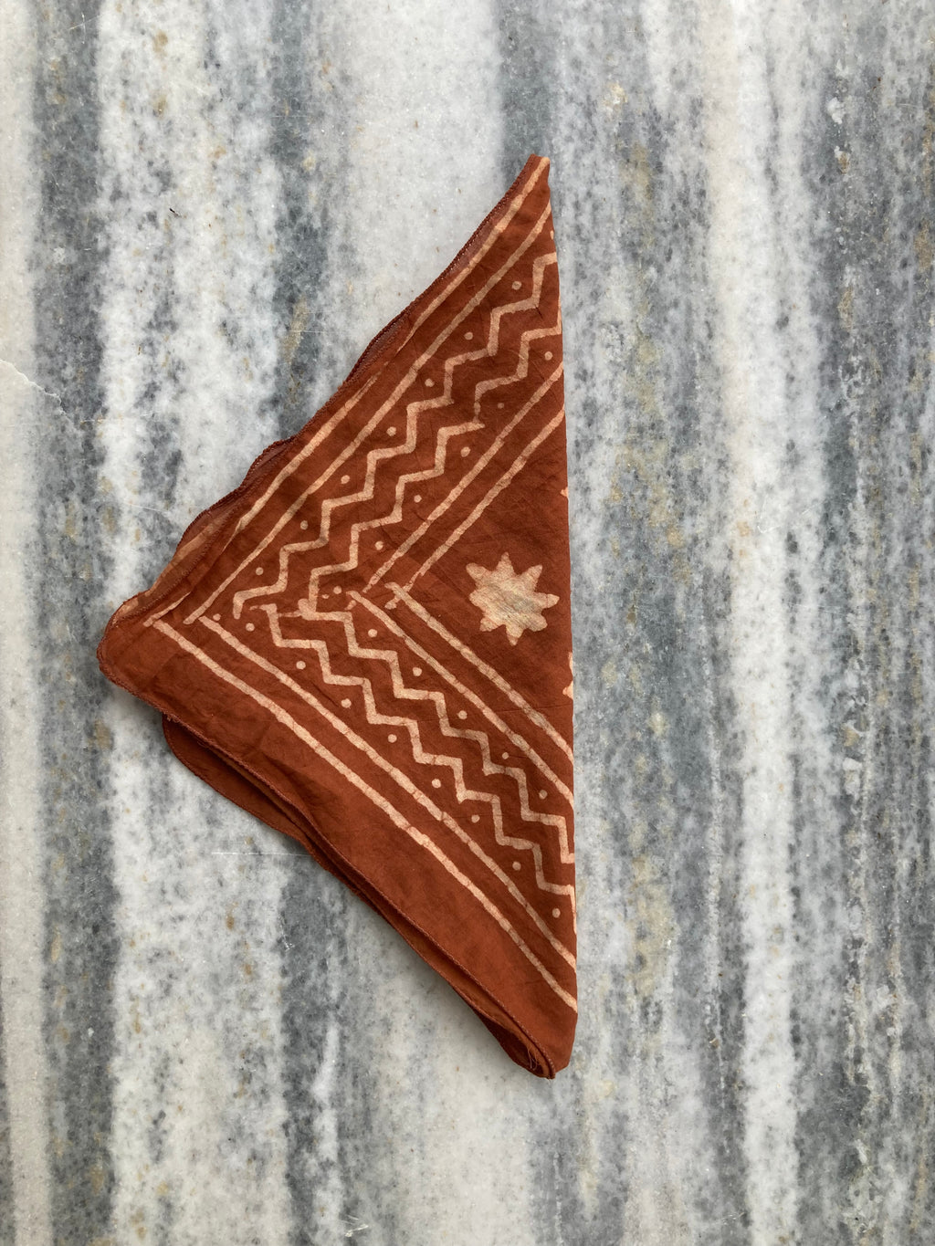 Hand Block Printed Cotton Bandana: Natural Dye Neckerchief - Made in India