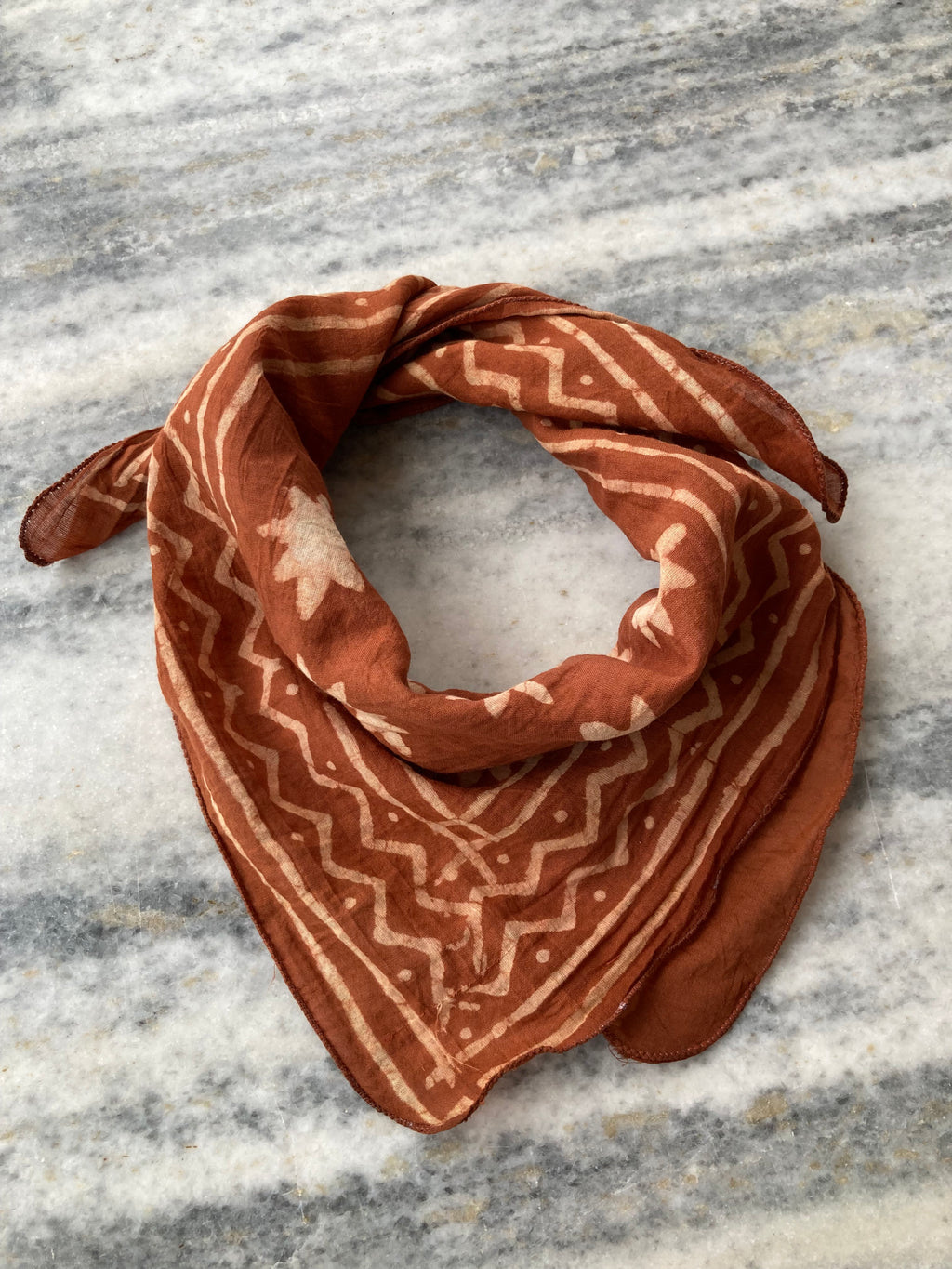 Hand Block Printed Cotton Bandana: Natural Dye Neckerchief - Made in India