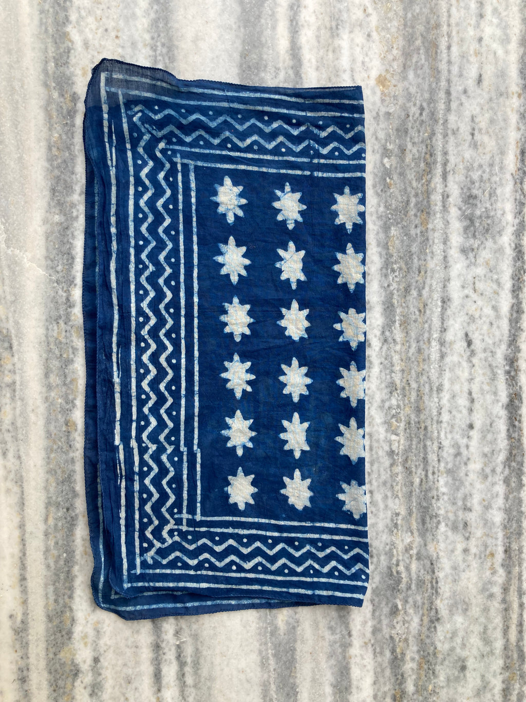 Hand Block Printed Cotton Bandana: Natural Dye Neckerchief - Made in India