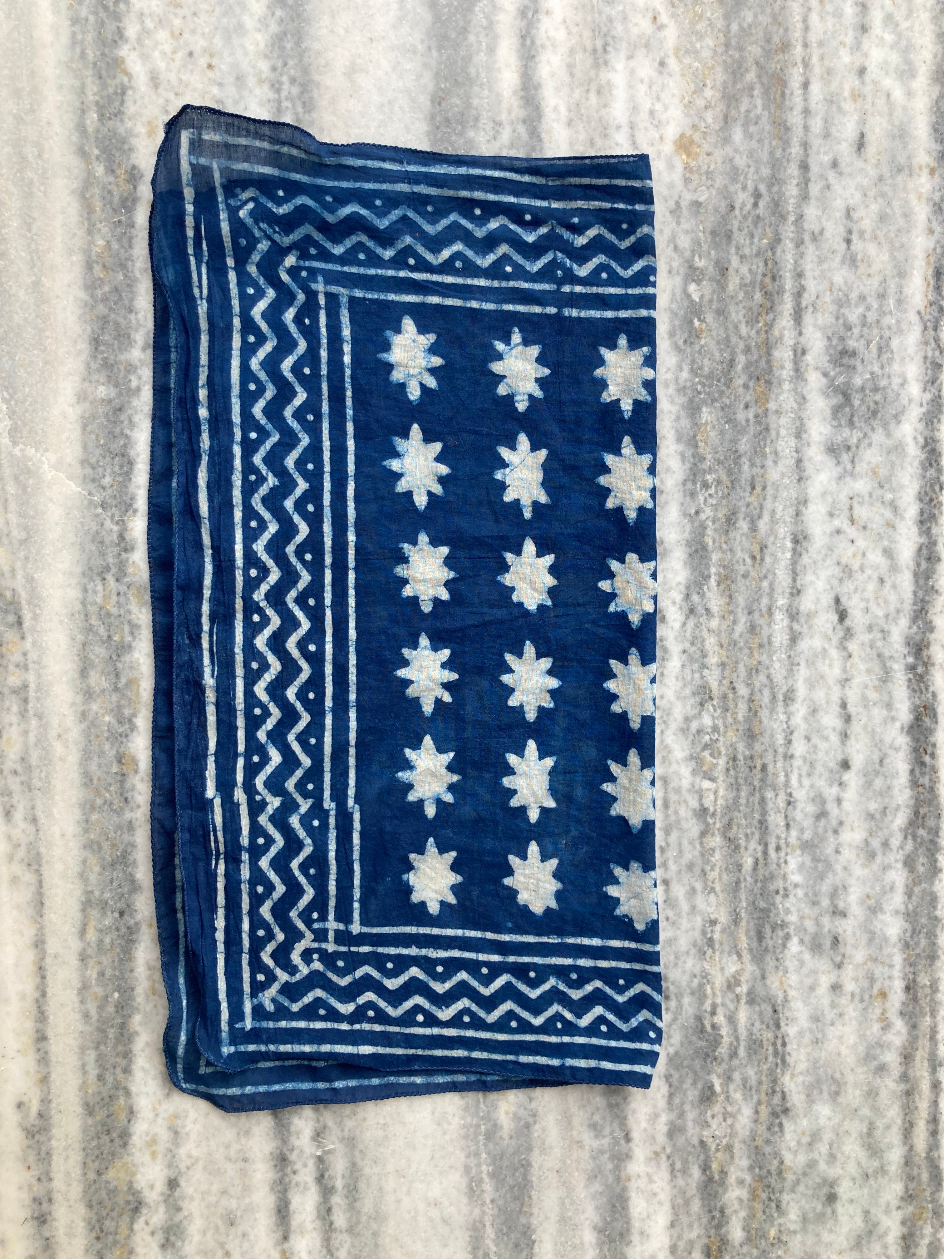 Hand Block Printed Cotton Bandana: Natural Dye Neckerchief - Made in India