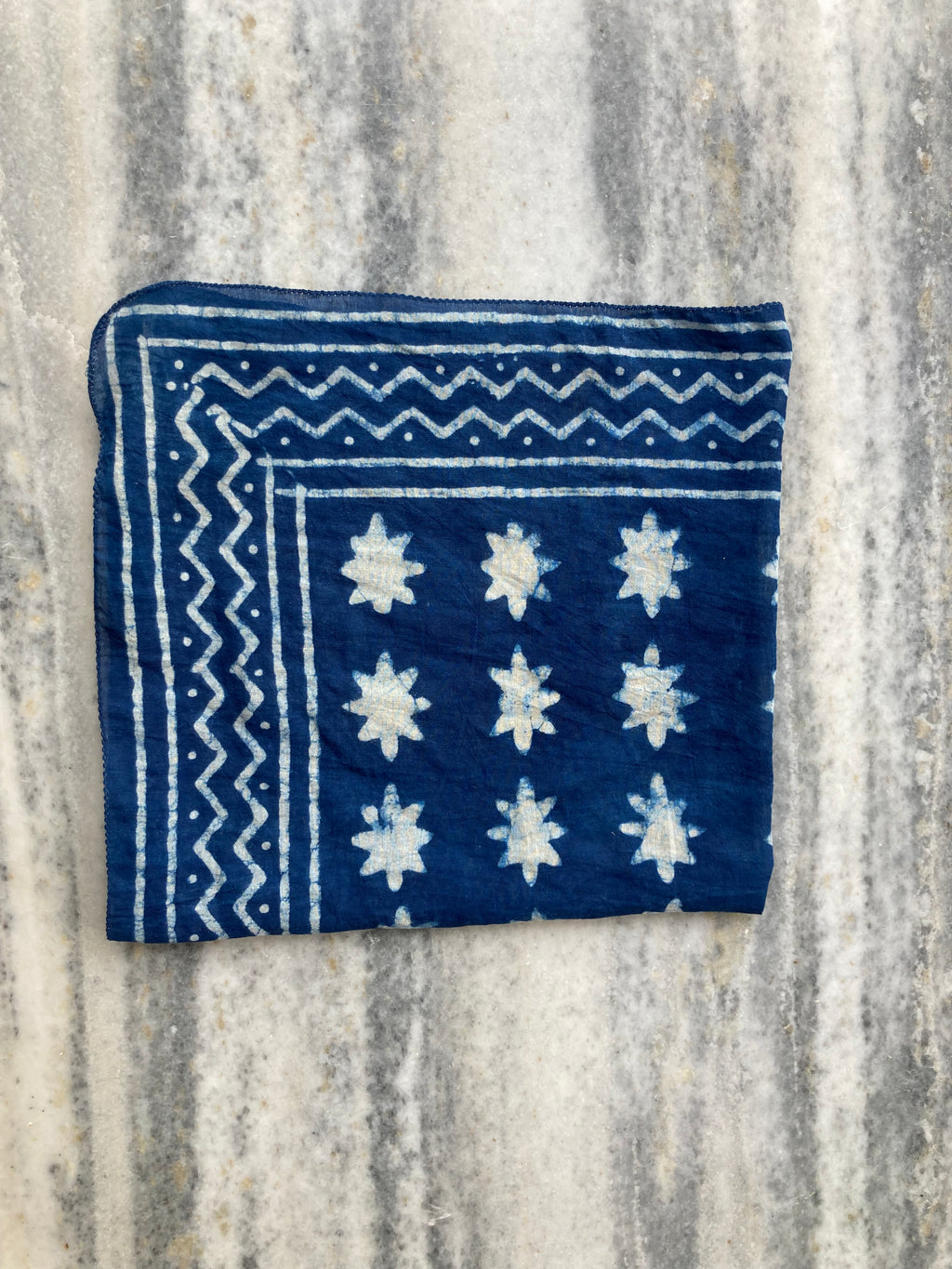 Hand Block Printed Cotton Bandana: Natural Dye Neckerchief - Made in India