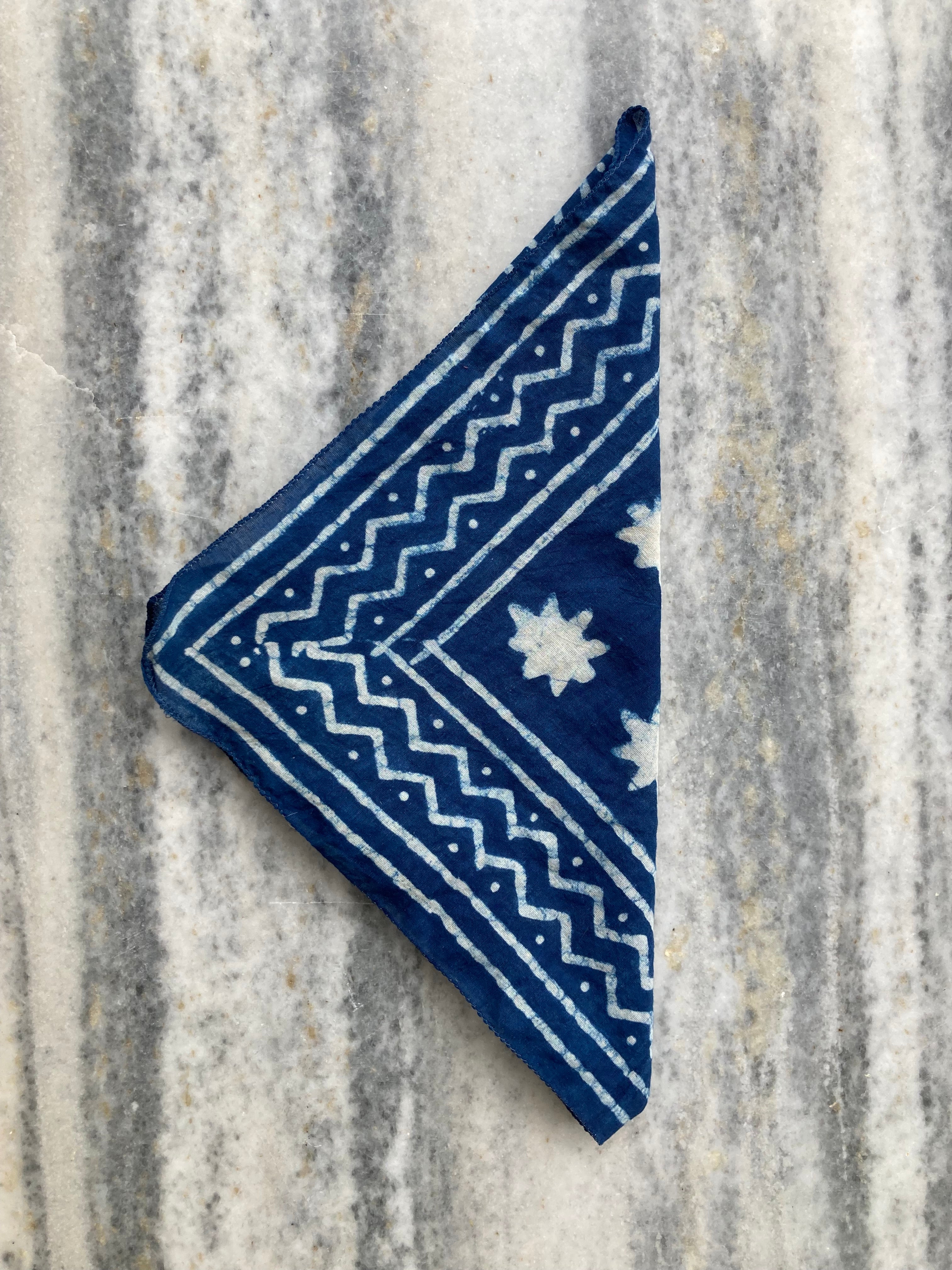 Hand Block Printed Cotton Bandana: Natural Dye Neckerchief - Made in India