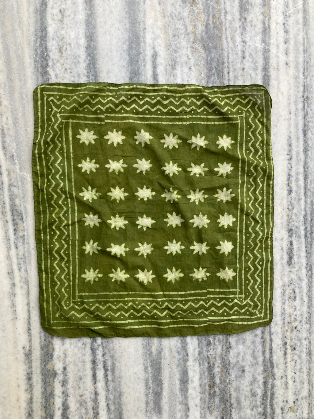 Hand Block Printed Cotton Bandana: Natural Dye Neckerchief - Made in India