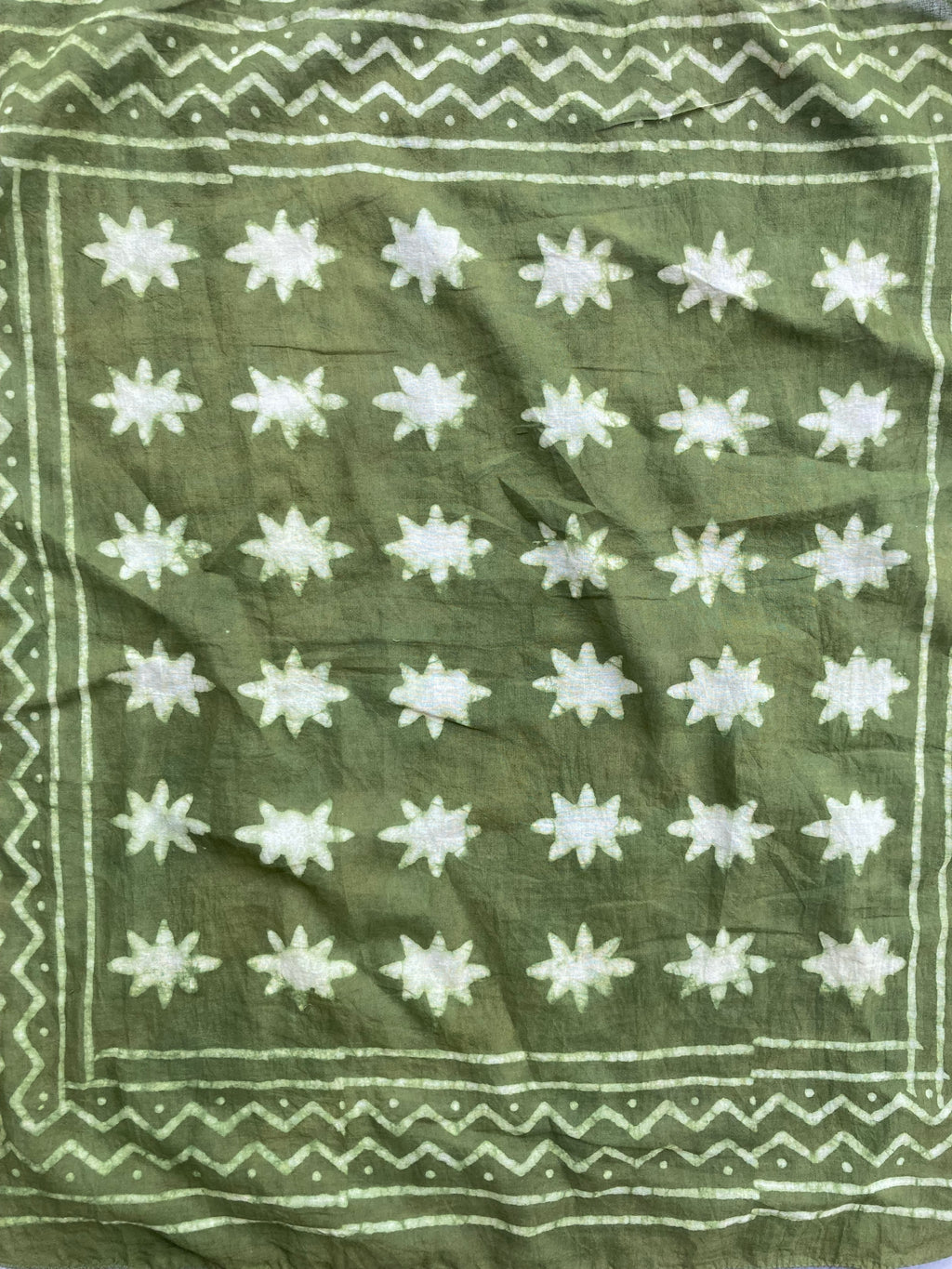 Hand Block Printed Cotton Bandana: Natural Dye Neckerchief - Made in India