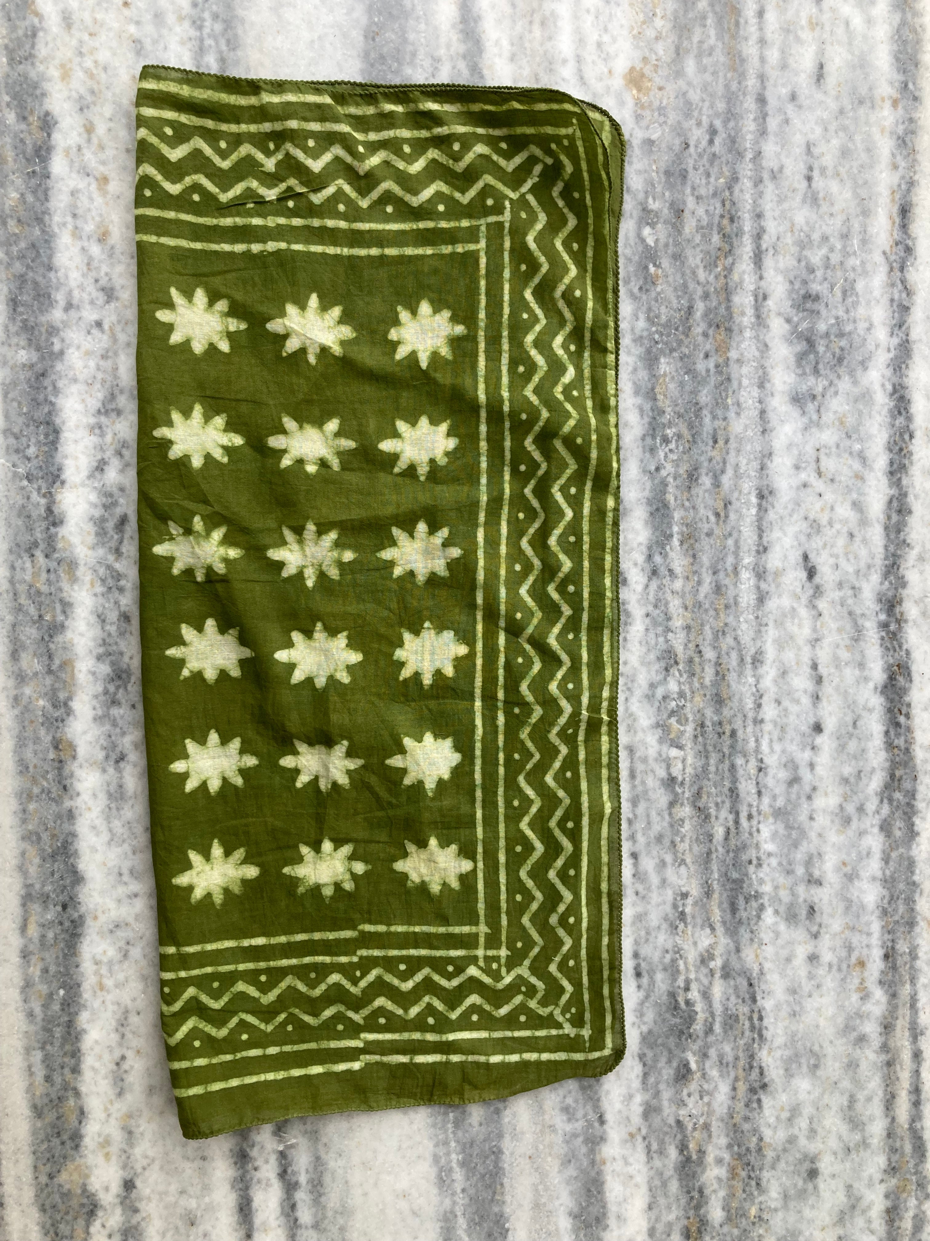 Hand Block Printed Cotton Bandana: Natural Dye Neckerchief - Made in India