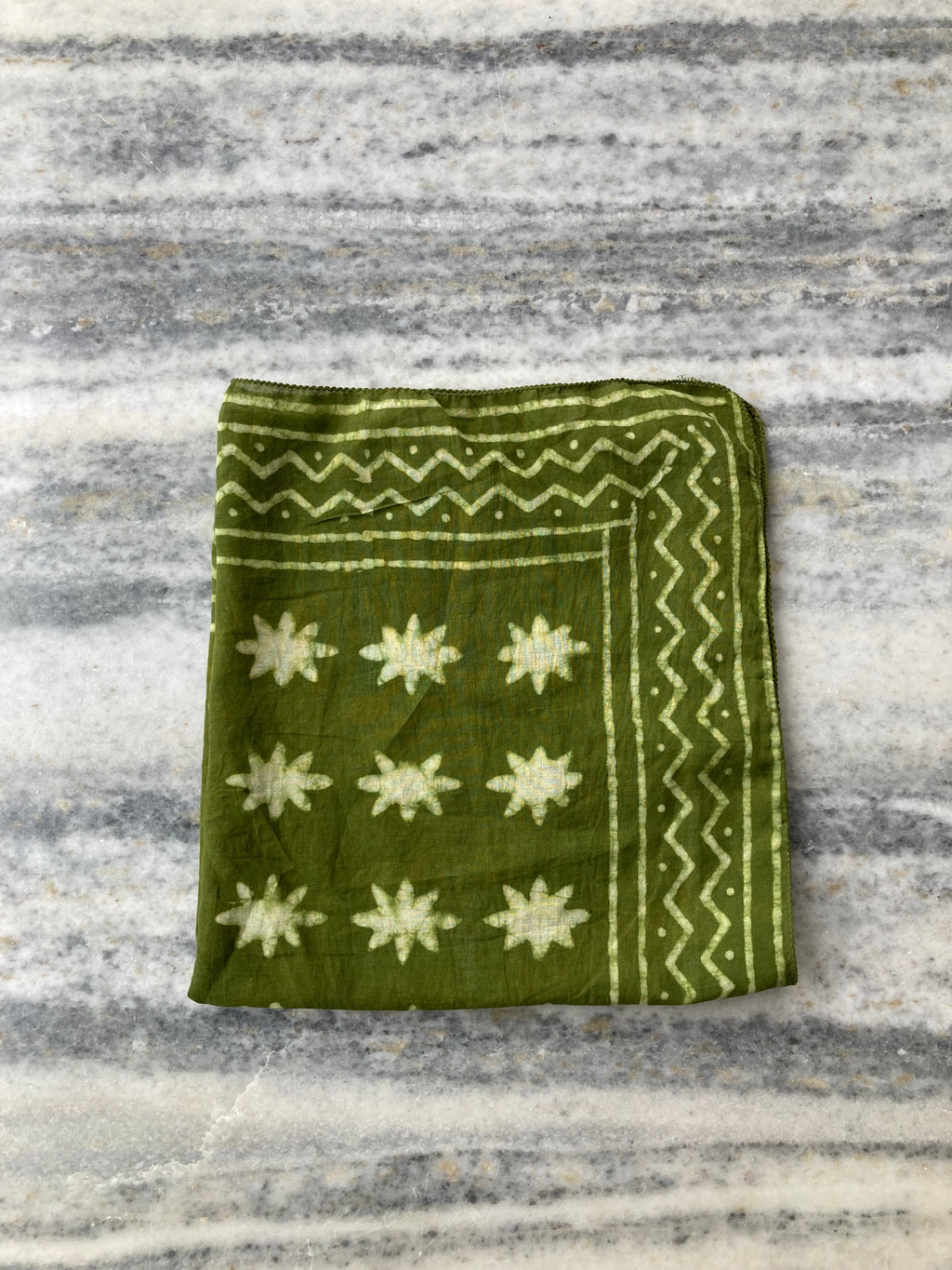 Hand Block Printed Cotton Bandana: Natural Dye Neckerchief - Made in India