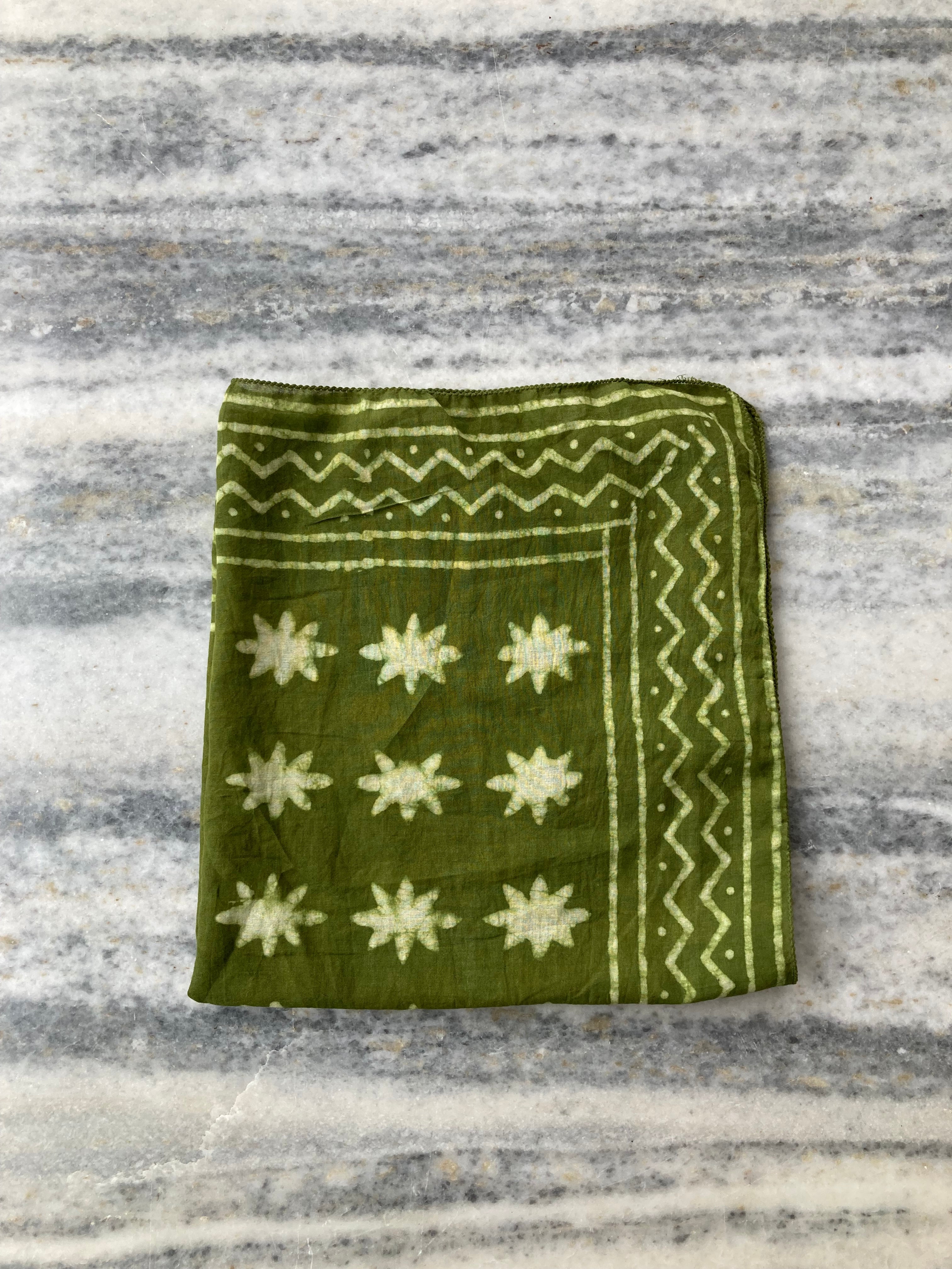 Hand Block Printed Cotton Bandana: Natural Dye Neckerchief - Made in India